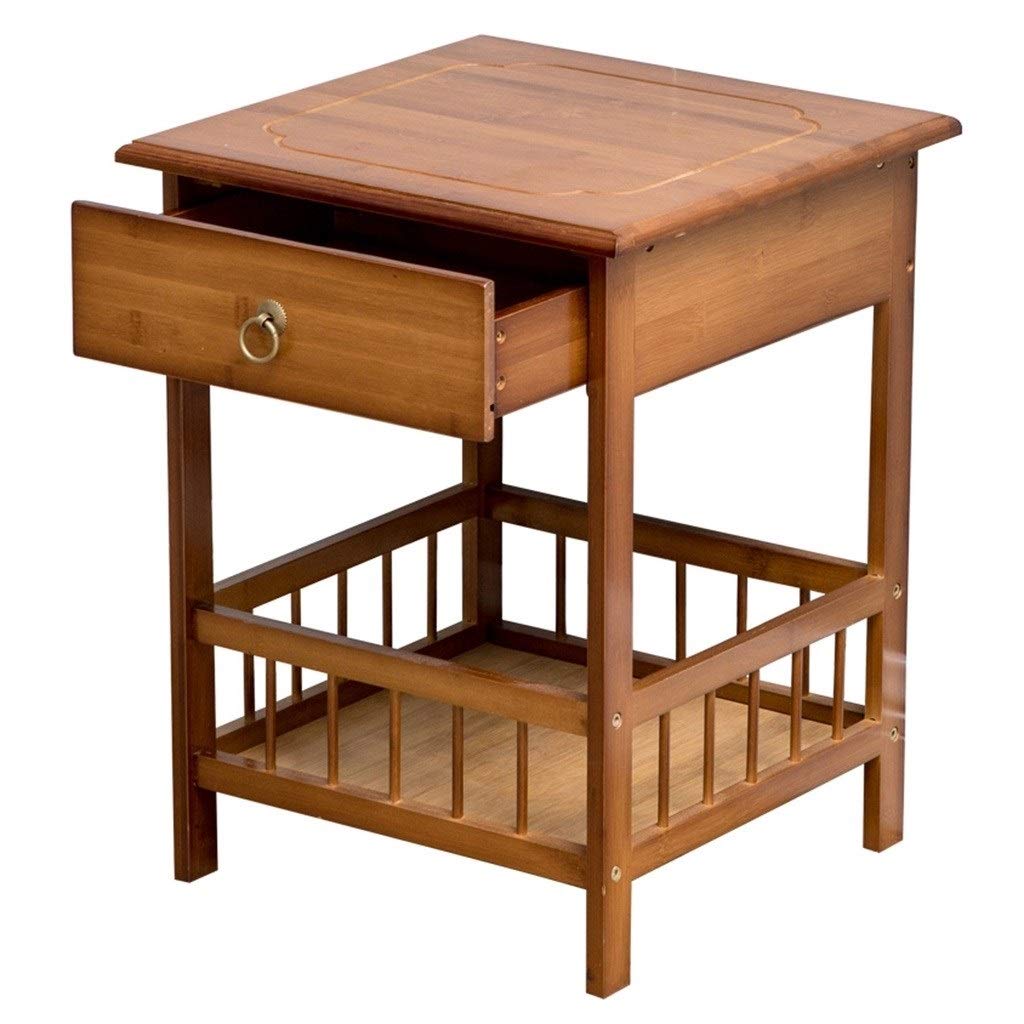 Stylish Bamboo Sofa Side Table - 38.5 x 38.5 x 50cm Brown Coffee Table with Storage Shelf for Living Room | Perfect as Phone Stand, Console Table & Home Decor Accent Piece