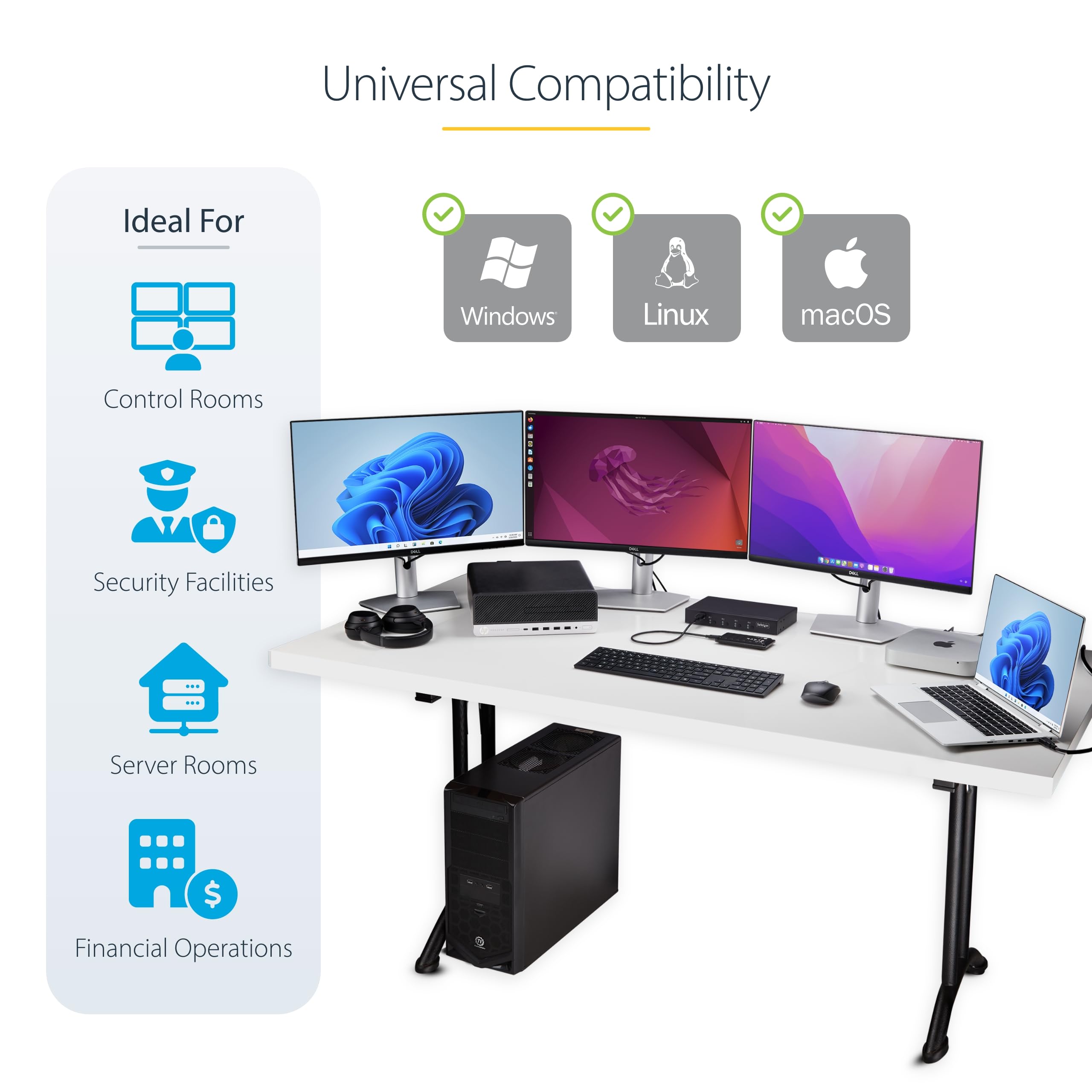 StarTech.com 4-Port USB 3.0 KVM Switch with Keyboard & Mouse Sharing, 3.5mm/USB Audio Support, TAA Compliant - Perfect for Home Office, Gaming & Multi-Computer Workstations