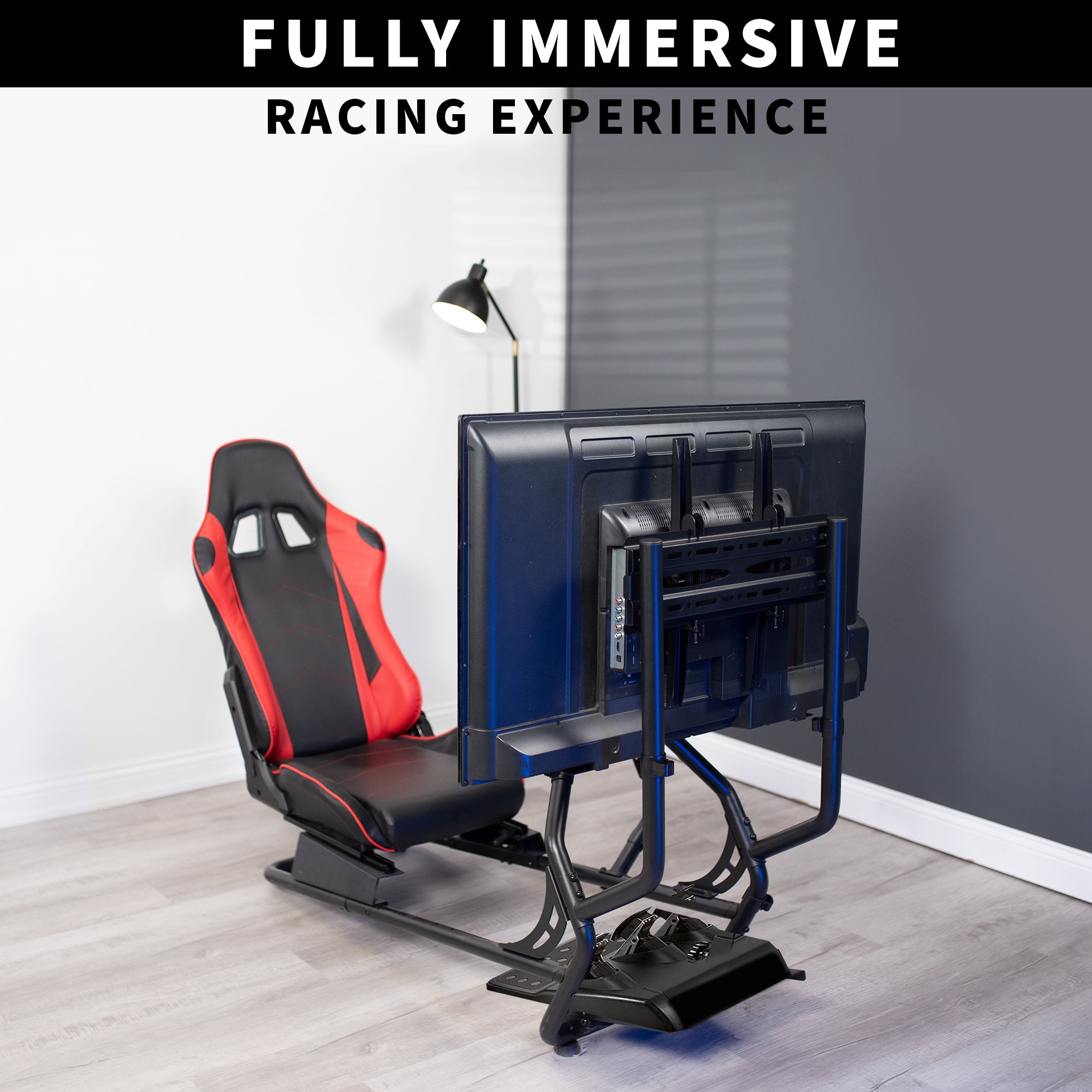 Premium Racing Simulator Cockpit with Adjustable TV Mount - Ultimate Gaming Setup for PC & PS5 - Perfect for Home Racing Enthusiasts & Esports Competitions