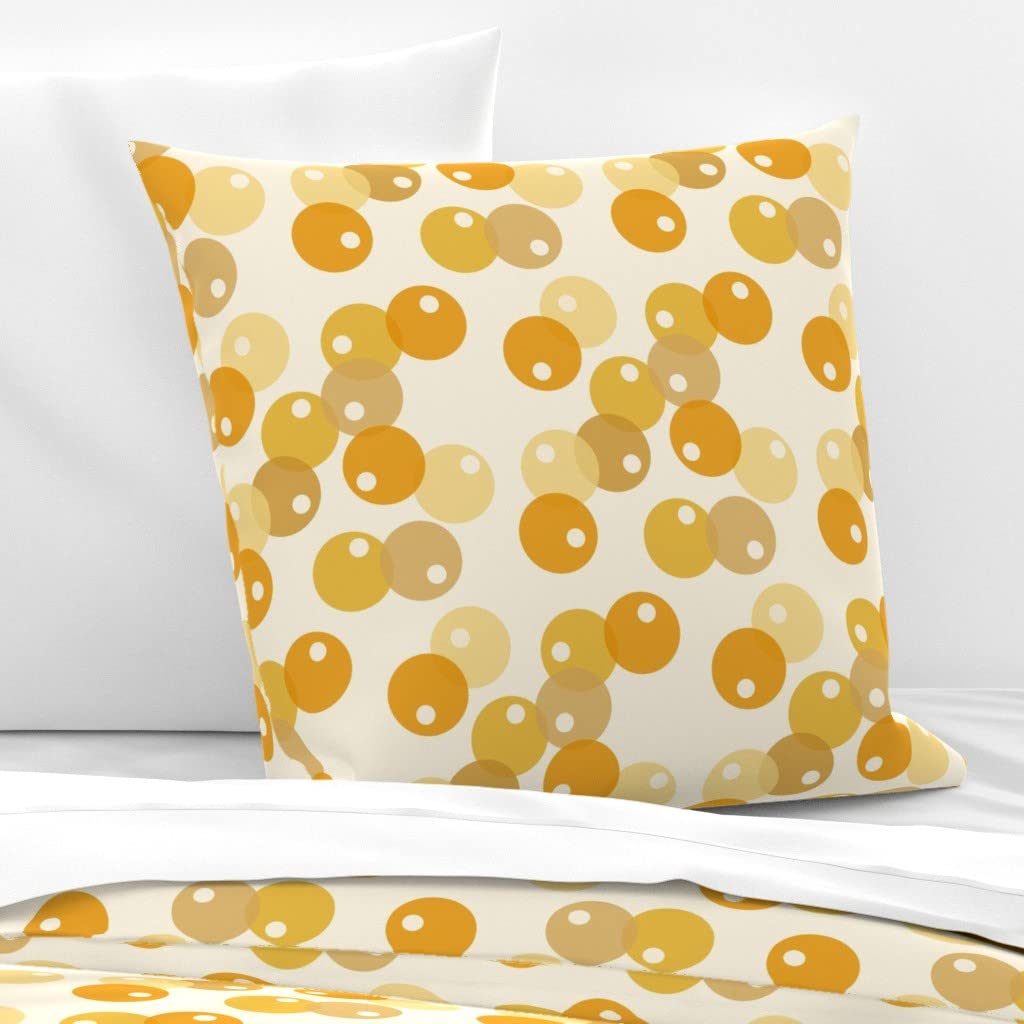 Vintage Bubble Bobble Yellow Retro Geometric Print Cotton Sateen Euro Sham - Midcentury Modern Style Custom Bedding for Kids & Children's Room Decor | Perfect for Nursery, Bedroom & Home Styling