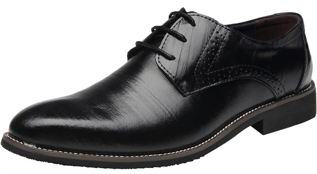 PPXID Men's Genuine Leather Oxford Dress Shoes - Classic Lace-Up Business Formal Shoes for Wedding, Tuxedo & Office Wear | Comfortable & Stylish Men's Dress Footwear for Professional & Special Occasions