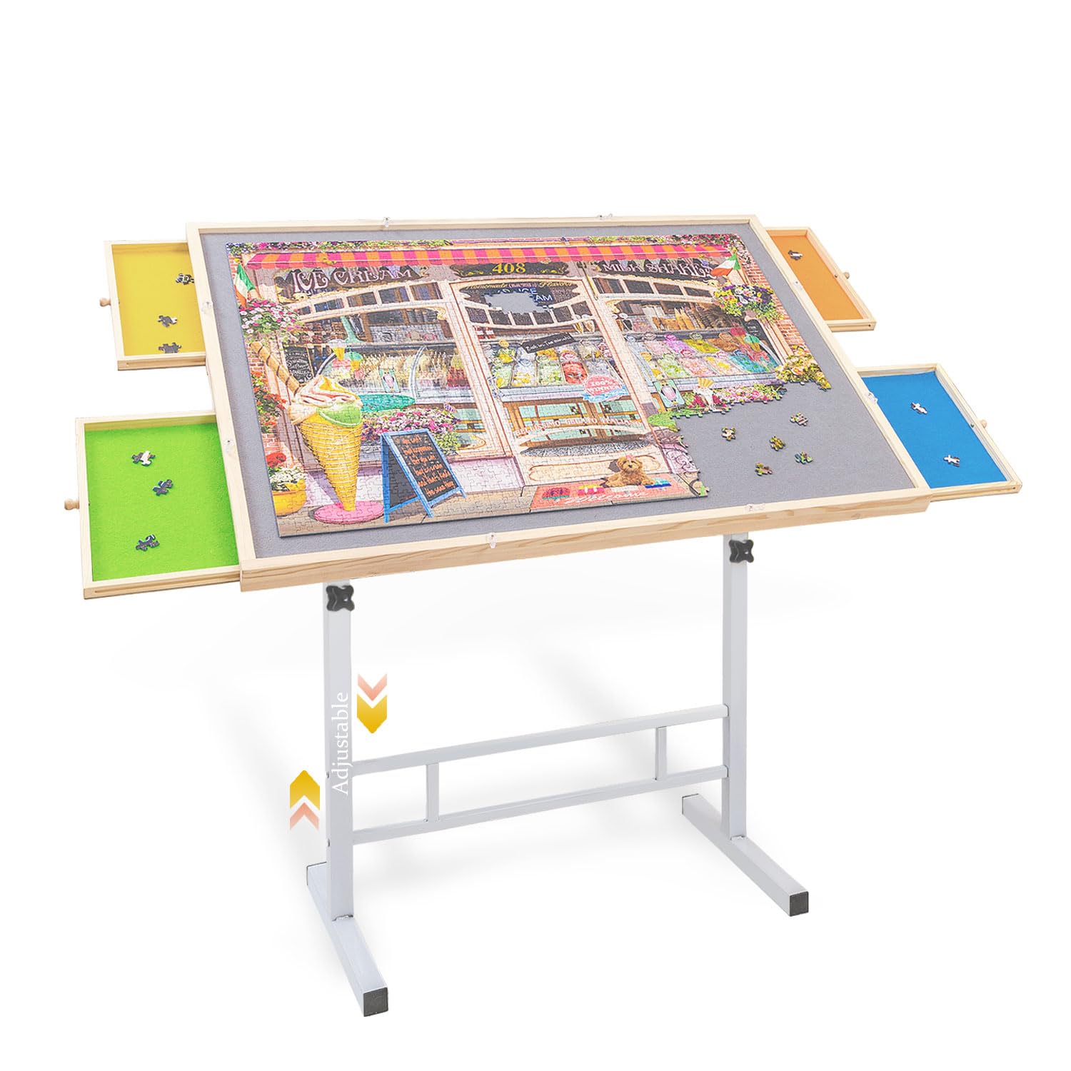 Adjustable Height Tiltable Puzzle Table with Drawers & Legs - 1500 Piece Capacity Portable Jigsaw Board for Adults & Seniors - Perfect for Mother's Day Gifts, Family Game Nights & Relaxing Hobbies