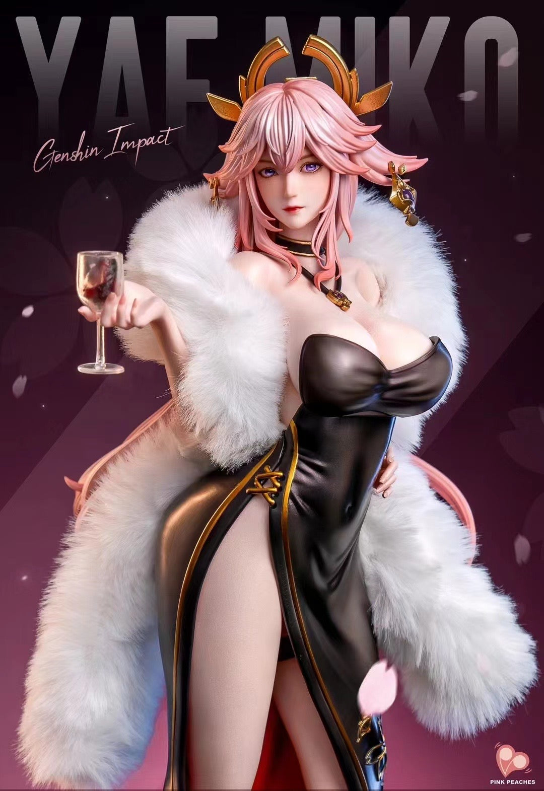Genshin Impact Yae Miko Eveningwear Series Cosplay Costume - Pink Peaches Studio Official Licensed Anime Dress for Conventions & Cosplay Events