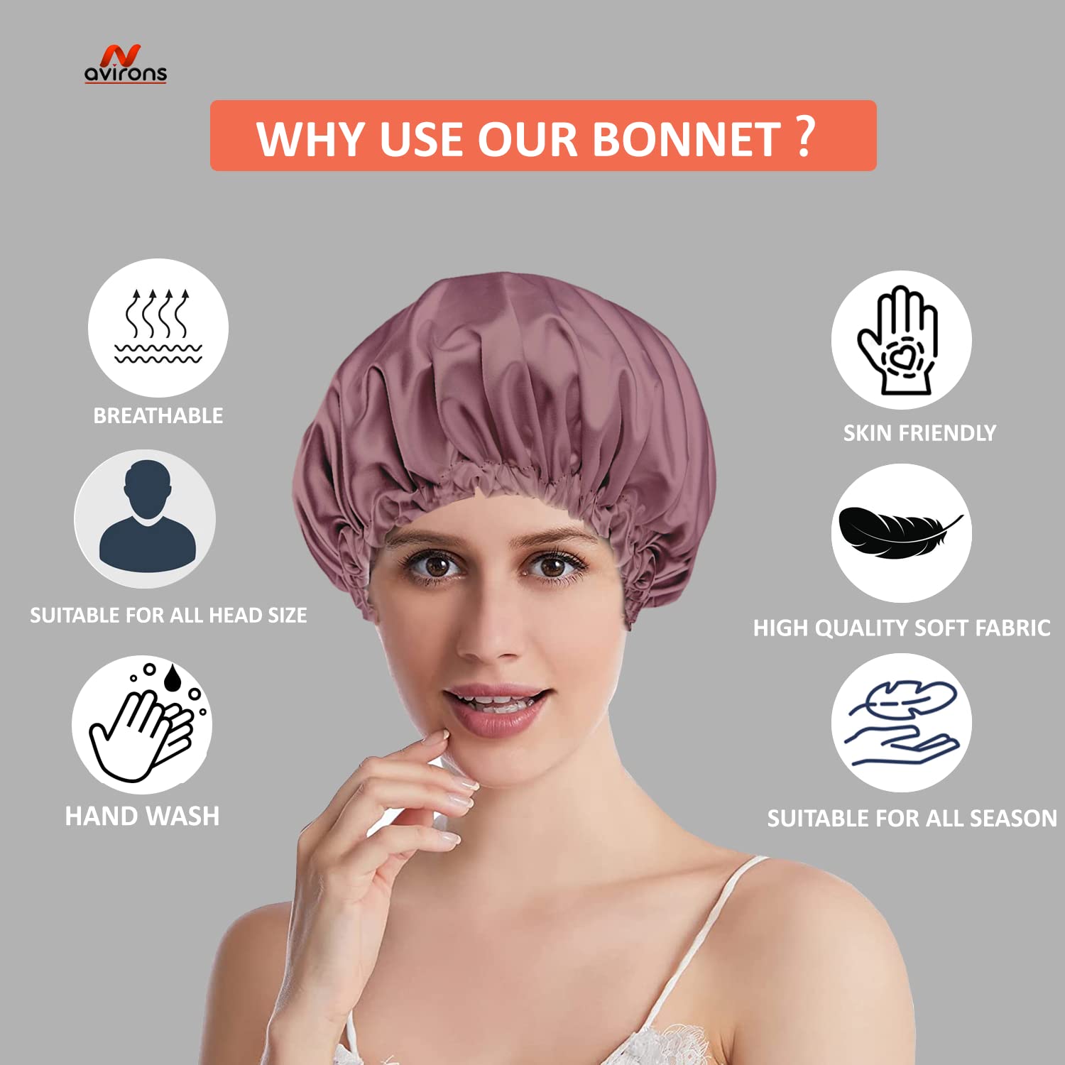 Avirons Reversible Silk Satin Sleep Bonnet with Adjustable Eye Mask | Pure Satin Hair Cap for Women & Girls | Soft Sleeping Bonnet for Curly, Natural & Protective Hairstyles | Perfect for Nighttime Hair Care & Travel Accessories