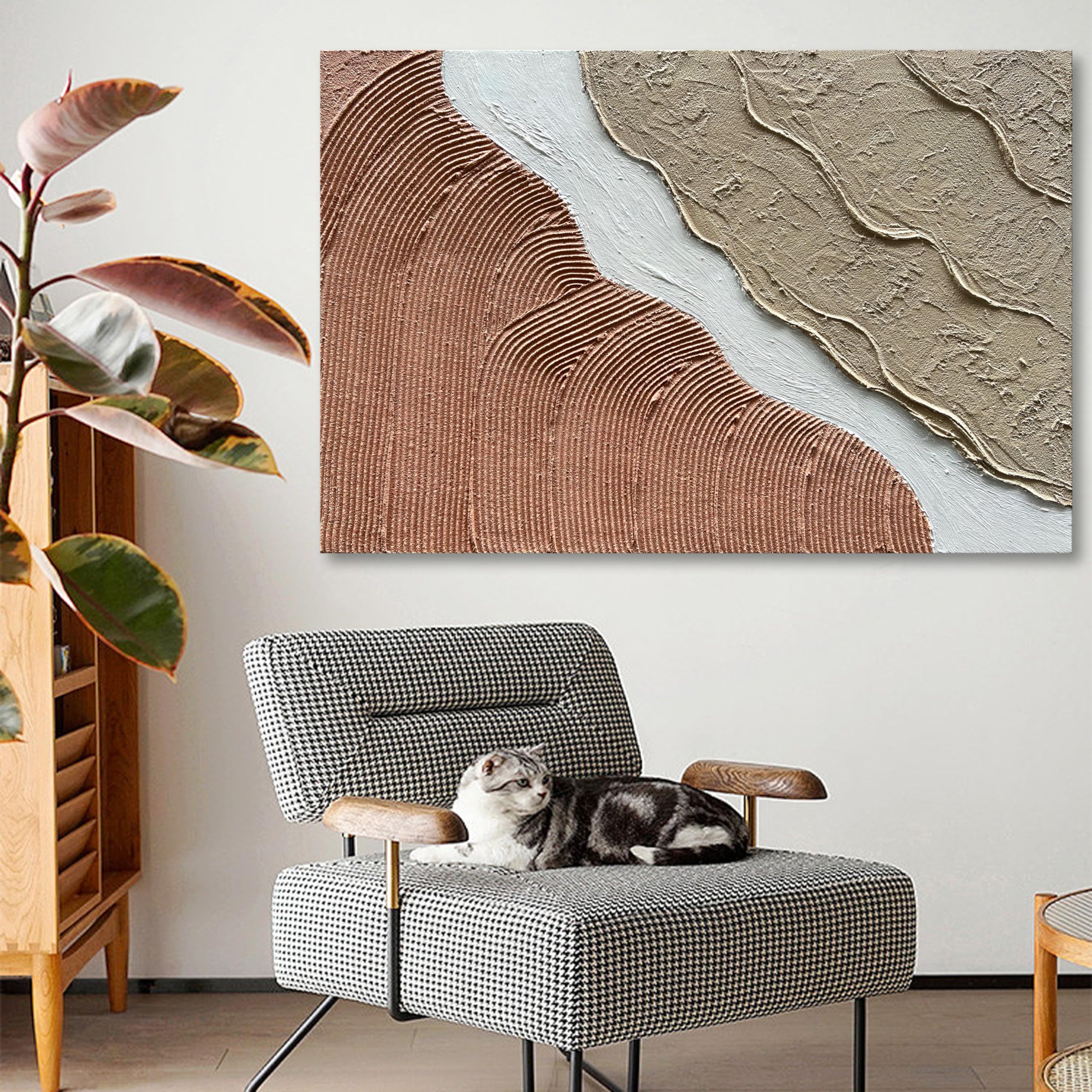 3D Heavy Texture Abstract Oil Painting on Canvas - Large Modern Wall Art for Living Room, Bedroom & Office Decor | Minimalist Home Decor