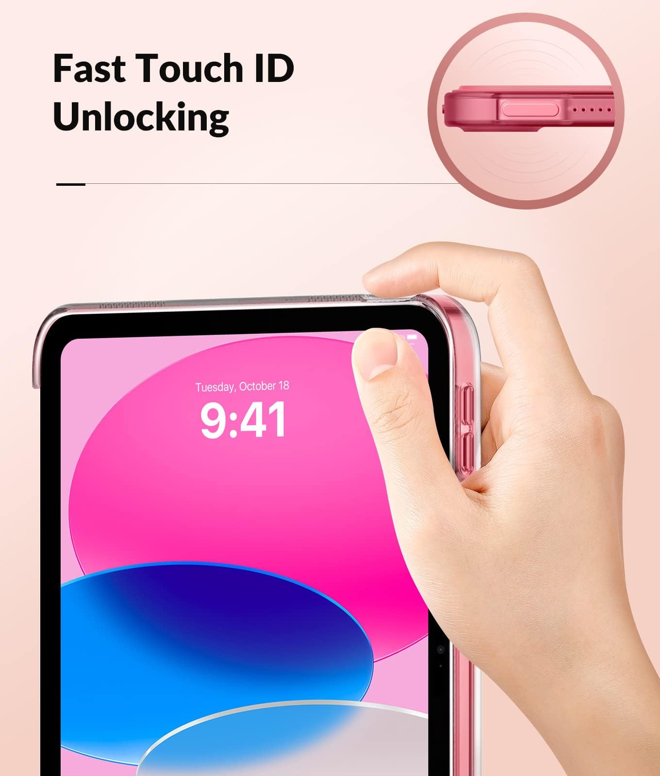 MoKo iPad 11th Gen (2025) & 10th Gen (2022) Case - Slim Protective Cover with Translucent Frosted Back, Auto Wake/Sleep, Touch ID Support - Perfect for Work, School & Travel - Watermelon Design