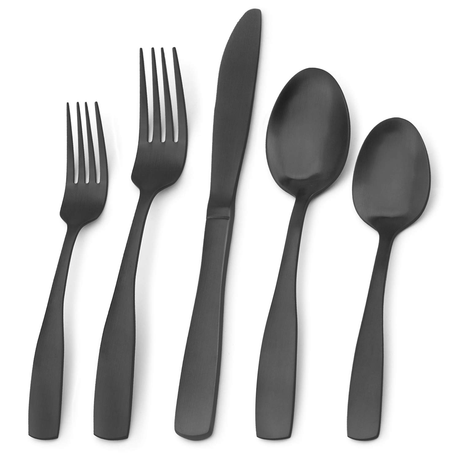 Bysta 20-Piece Matte Black Stainless Steel Flatware Set - Satin Finish Cutlery Set for 4, Dishwasher Safe Kitchen Utensils for Home & Restaurant Use | Elegant Dining Tableware for Everyday Meals, Dinner Parties & Special Occasions