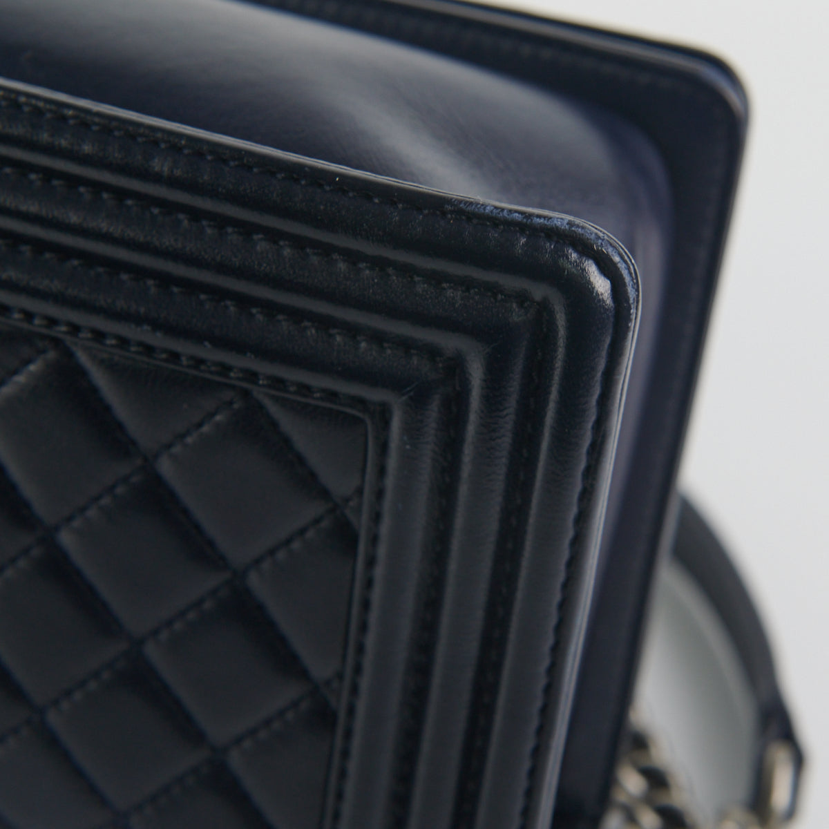Chanel Boy Old Medium Lambskin Navy Blue Leather Handbag - Luxury Designer Shoulder Bag for Women, Perfect for Evening Parties & Special Occasions