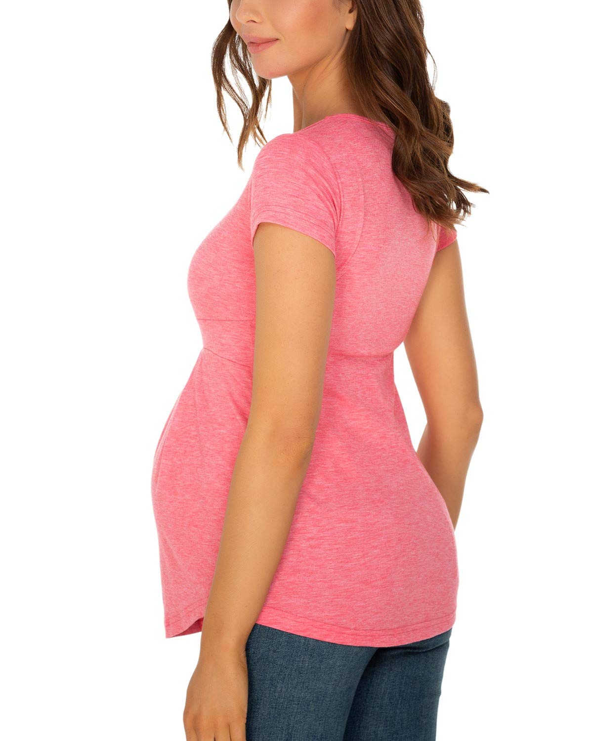Glampunch Women's Maternity Tops - Short & 3/4 Sleeve Round Neck Peplum Tunic Shirt for Pregnancy, Nursing & Everyday Comfort | Perfect for Work, Casual Outfits & Maternity Photos