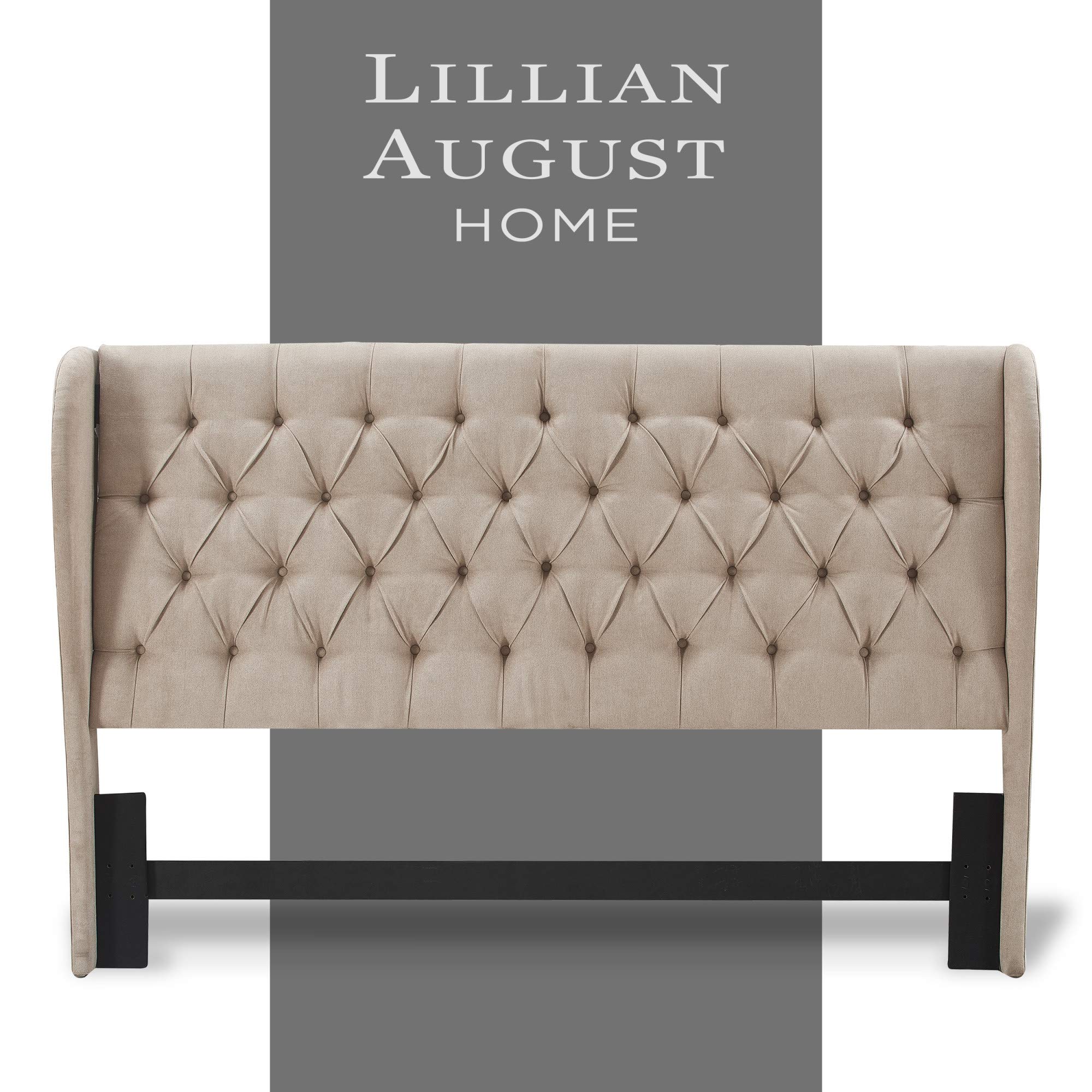 Lillian August Modern Wingback Upholstered Headboard with Diamond Tufting - Soft Fabric Bedroom Accent Furniture for Eastern King Size Beds in Beige | Perfect for Master Bedrooms, Guest Rooms & Luxury Home Decor