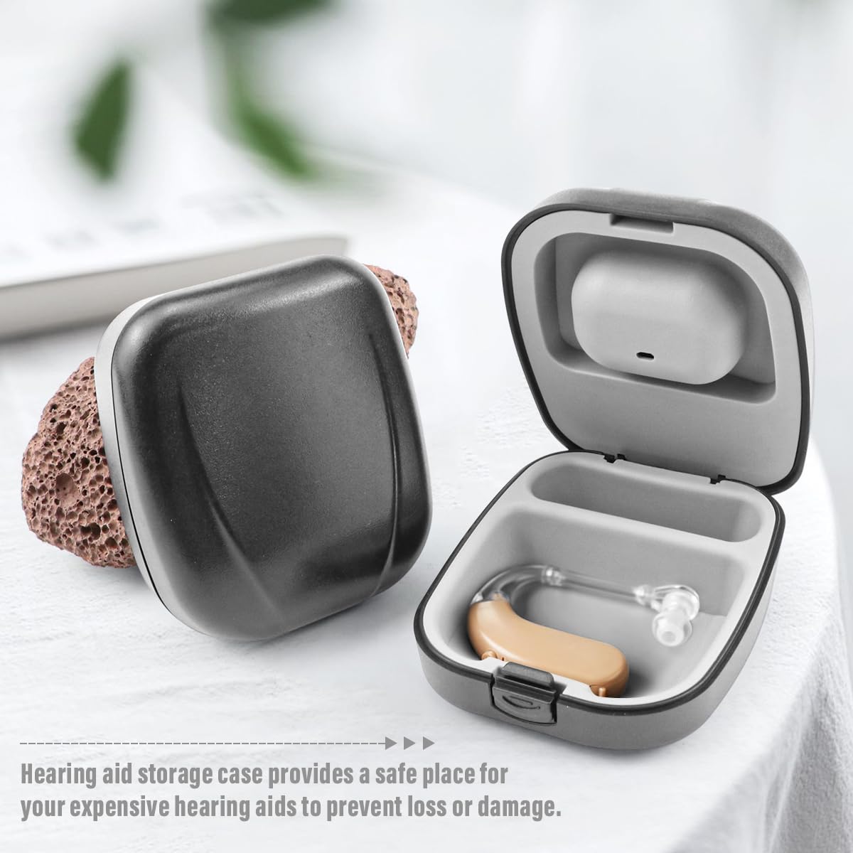 2 Pack Waterproof Hearing Aid Storage Case - Hard Protective Travel Box for Hearing Aids & Accessories - Perfect for Travel, Home & Daily Use