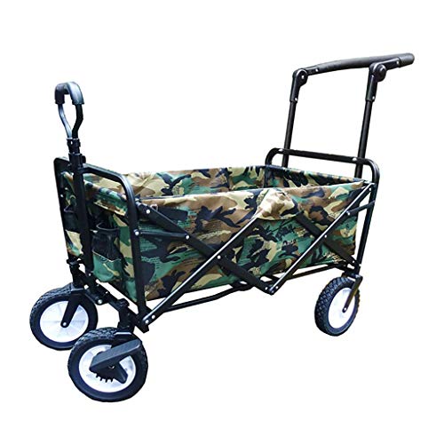 Heavy Duty Portable Folding Garden Cart with 4 Wheels - 75kg Capacity Multi-Function Wagon for Outdoor Camping, Beach, Shopping & Gardening - Ideal for Groceries, Picnics and Yard Work