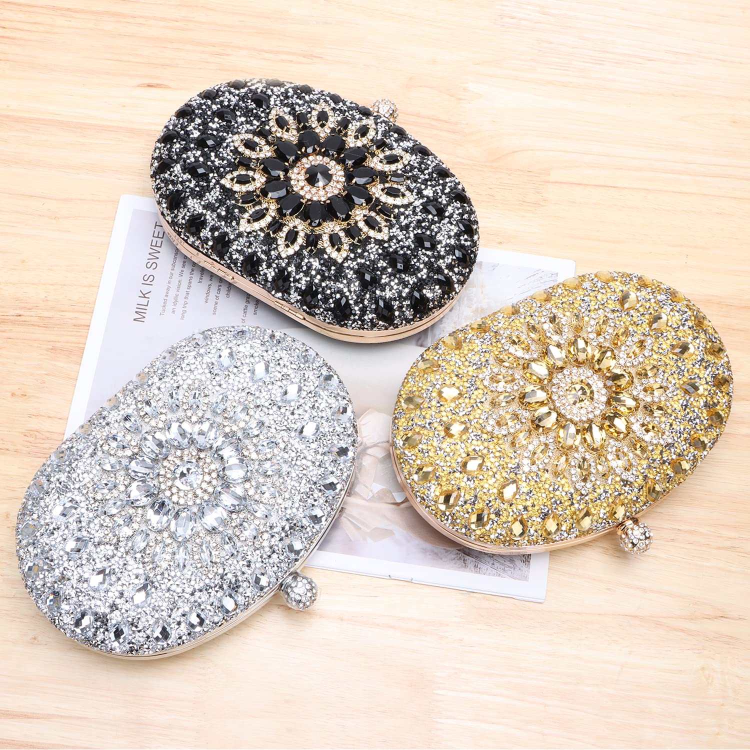 Sparkly Rhinestone Evening Clutch Purse for Women - Glitter Crystal Wedding Party Tote Bag - Perfect for Prom, Gala & Special Occasions