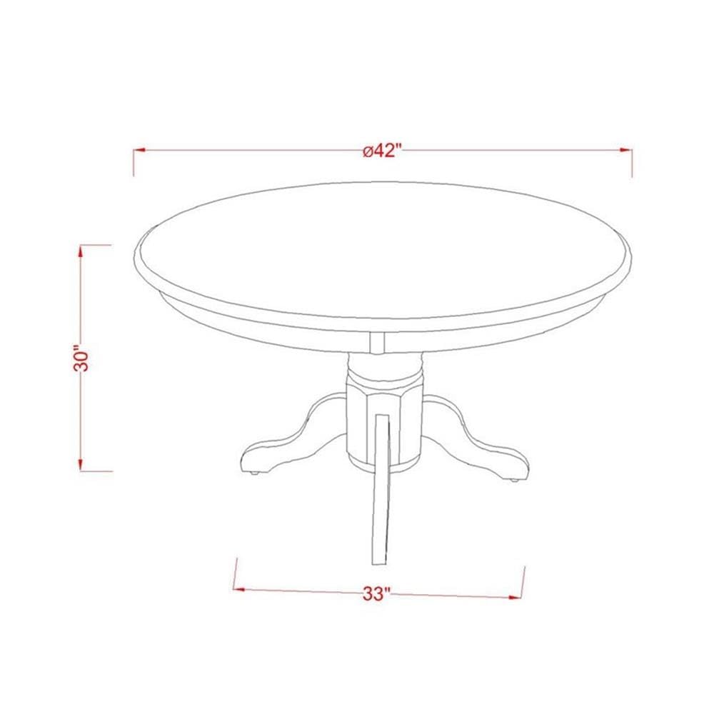 East West Furniture SHWE3-WHI-W 3 Piece Round Dining Table Set with Pedestal Base & 2 Chairs, 42x42 Inch, Linen White - Perfect for Small Kitchen, Breakfast Nook, and Apartment Dining Areas