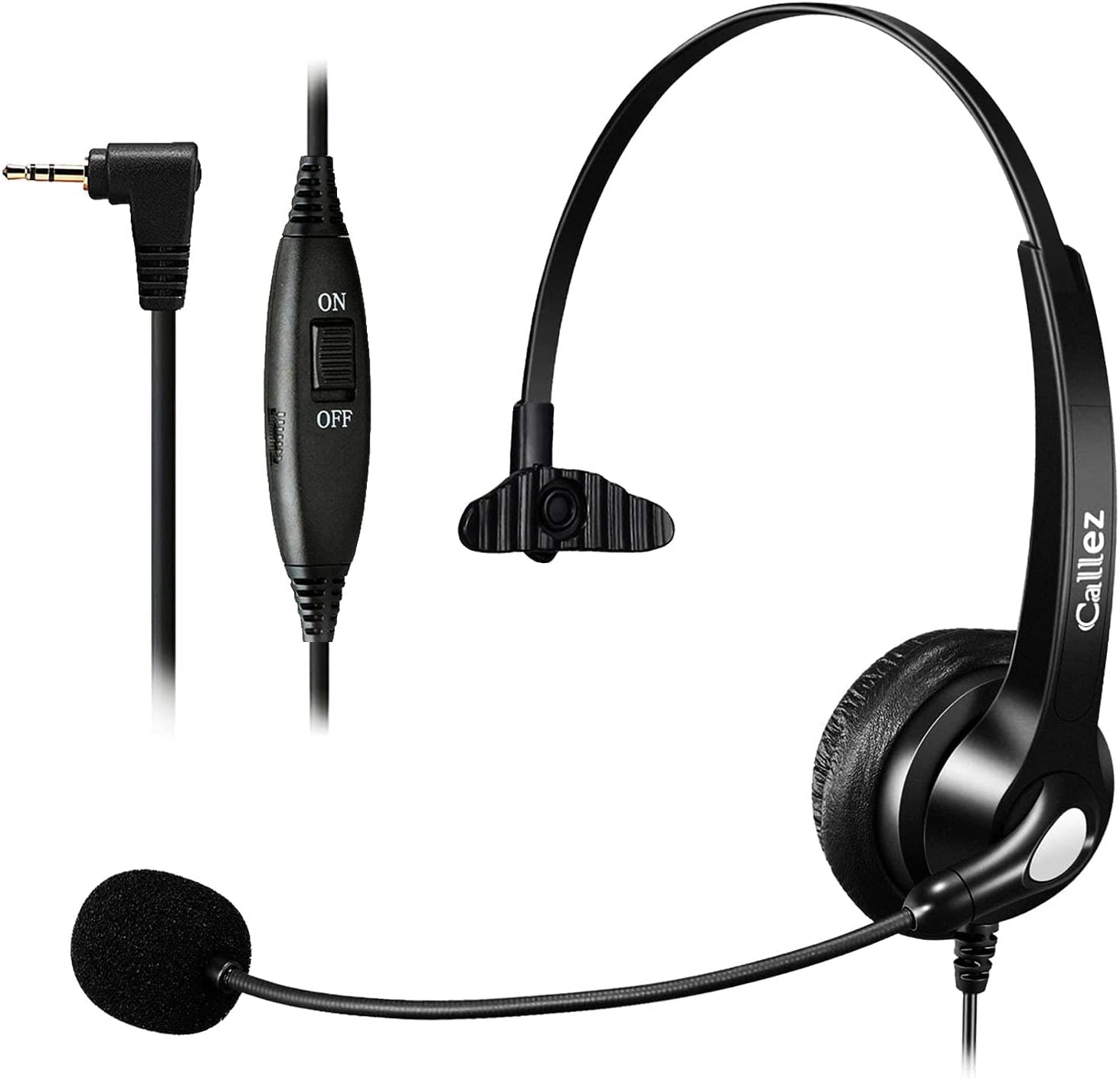 Noise Cancelling Office Telephone Headset with 2.5mm Jack - Compatible with Panasonic KX-TGEA20, AT&T ML17929, Vtech, RCA & Uniden Cordless DECT Phones - Perfect for Call Centers, Remote Work & Customer Service