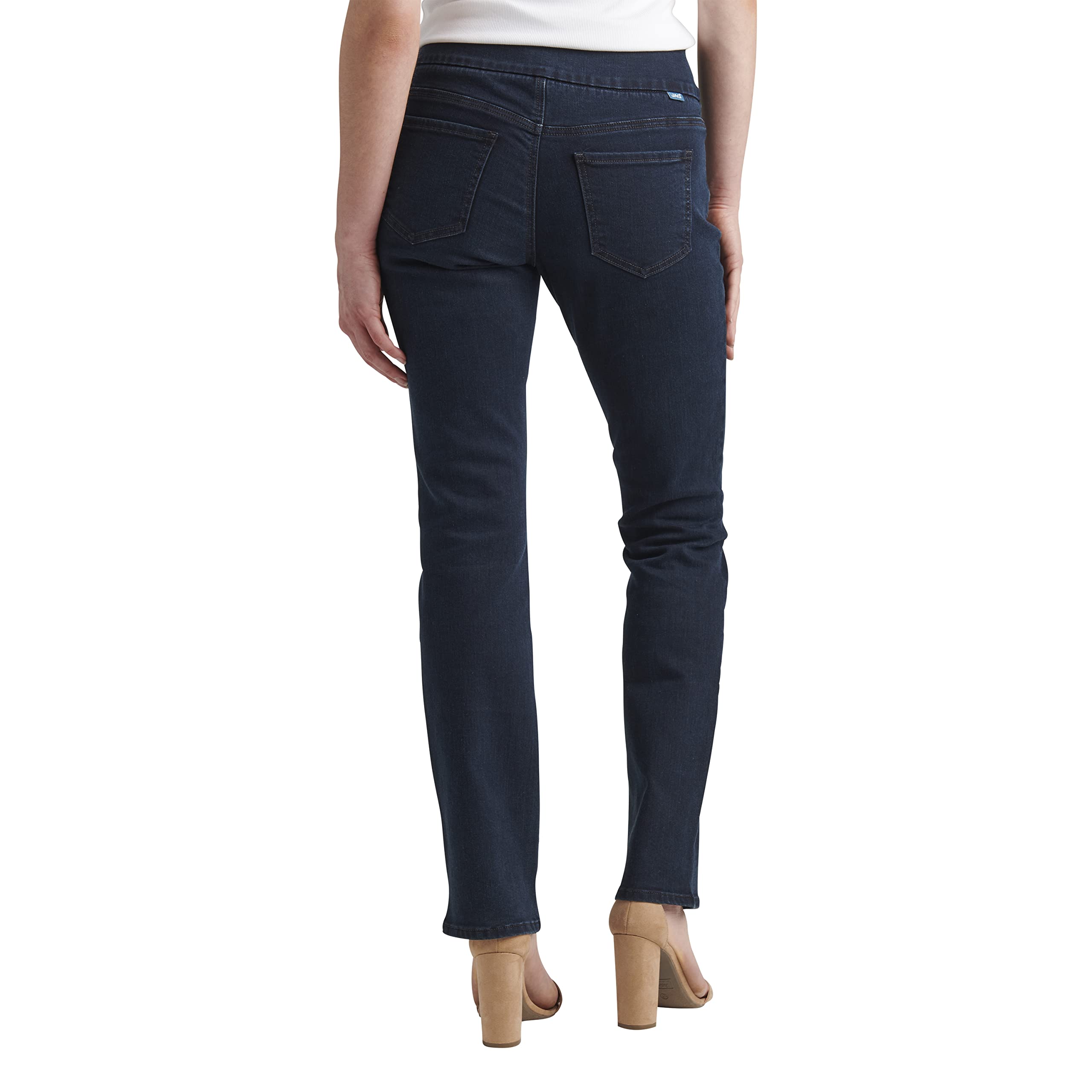 JAG Jeans Women's Peri Mid Rise Straight Leg Pull-on Jeans - Comfortable Stretch Denim Pants for Casual Wear, Office & Everyday Outfits