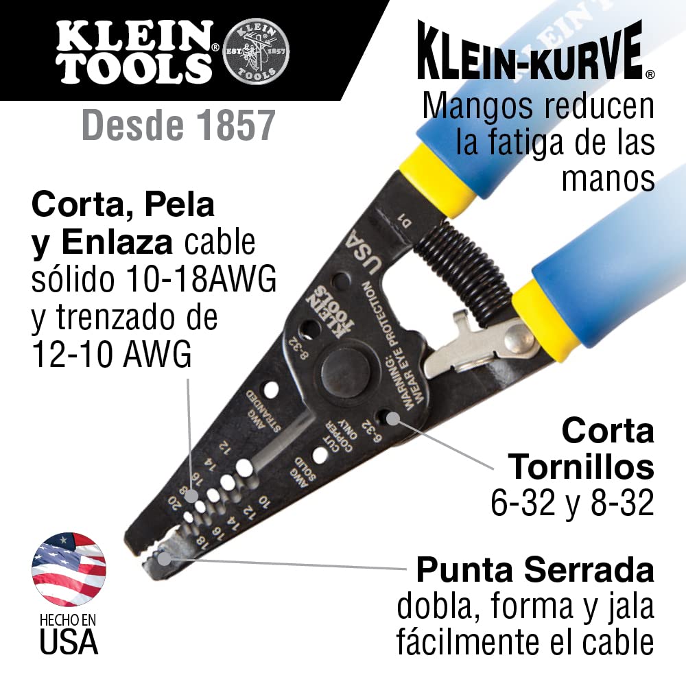 Klein Tools 11061 & 11055 Professional Wire Stripper and Cutter Set - Stranded & Solid Copper Wire Cutting Tool for Electricians, DIY Projects | Perfect for Home Wiring, Electrical Repairs, and Craft Projects