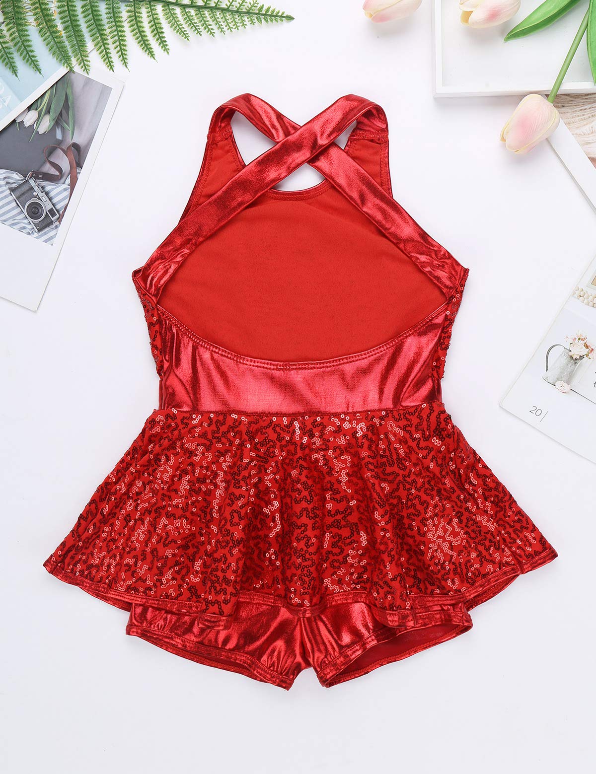 iiniim Girls Sequined Ballet Leotard - Sparkly Jazz Dance Costume for Kids, Modern Performance Unitard with Shiny Rhinestones | Perfect for Recitals, Competitions & Dance Classes