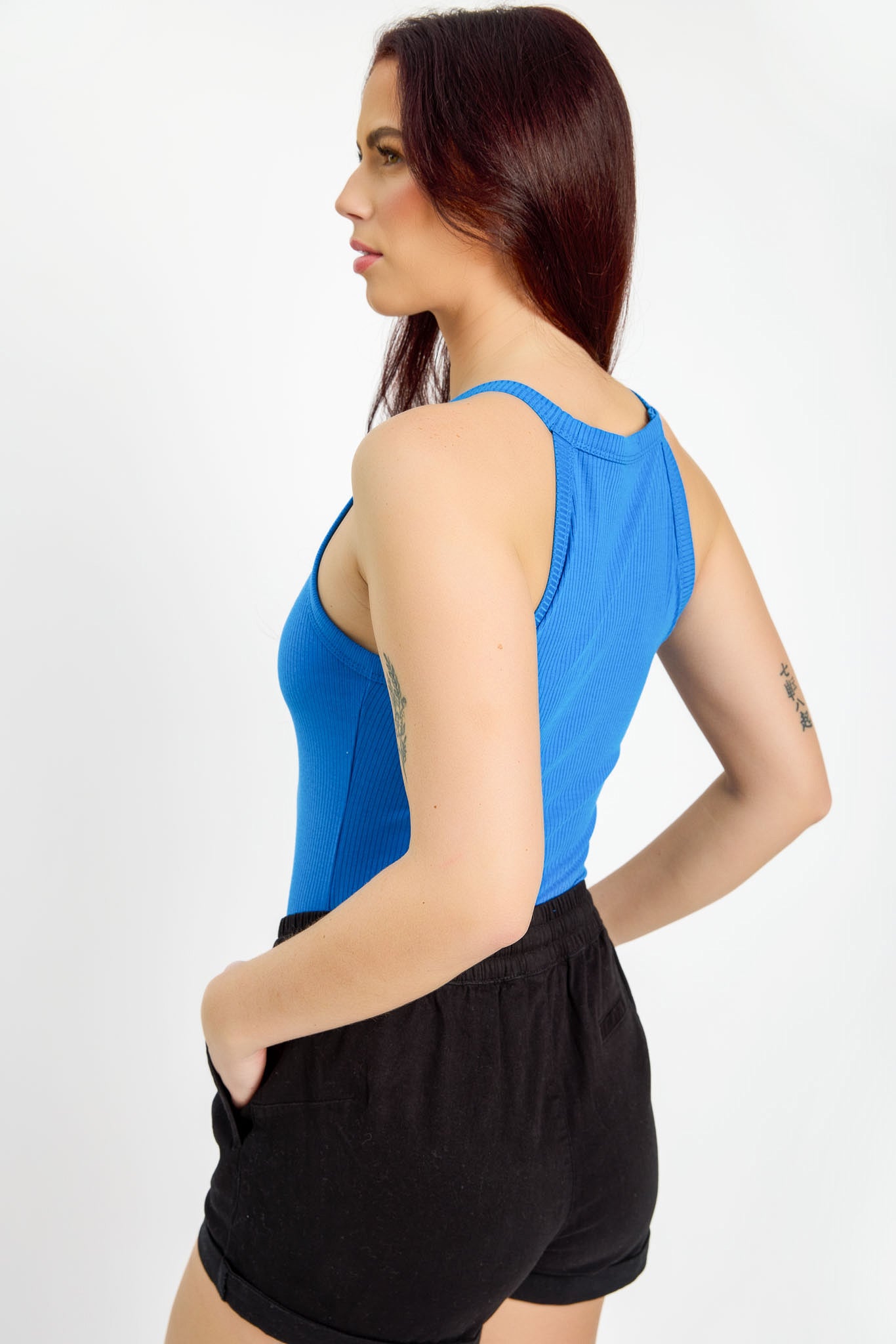 Stylish Ribbed High Neck Tank Top for Women - Trendy Casual & Workout Tops - Perfect for Gym, Yoga, and Everyday Wear