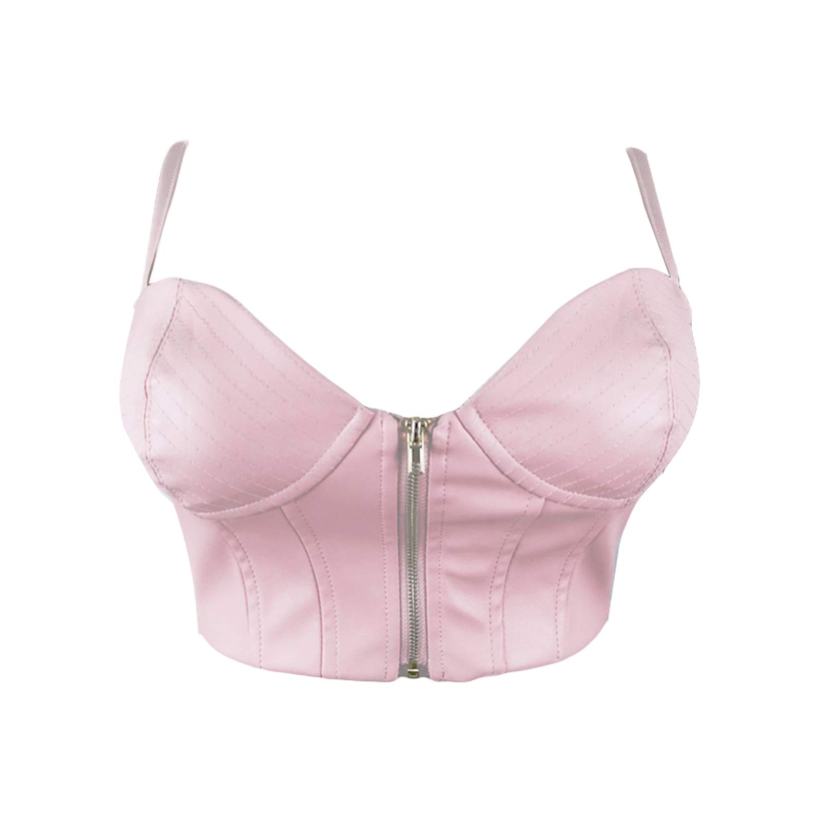 Sexy Women's PU Leather Corset Crop Top - Spaghetti Strap Bustier Push Up Cami Vest for Y2K Streetwear | Perfect for Night Out, Club Wear & Fashion Photoshoots