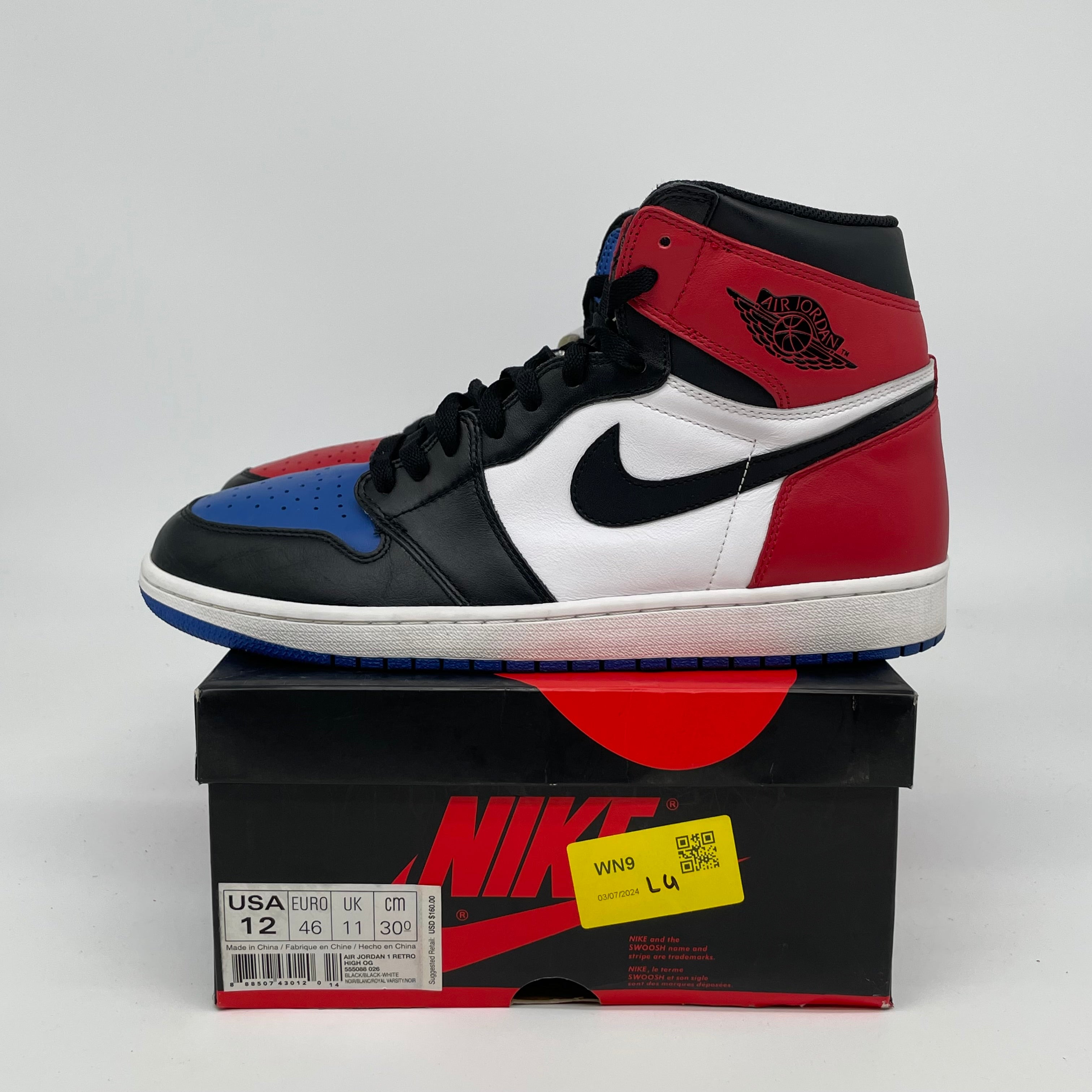 AIR JORDAN 1 TOP 3 Sneakers Men's Size 12 - Retro Basketball Shoes 555088-026 | Perfect for Streetwear & Basketball Games