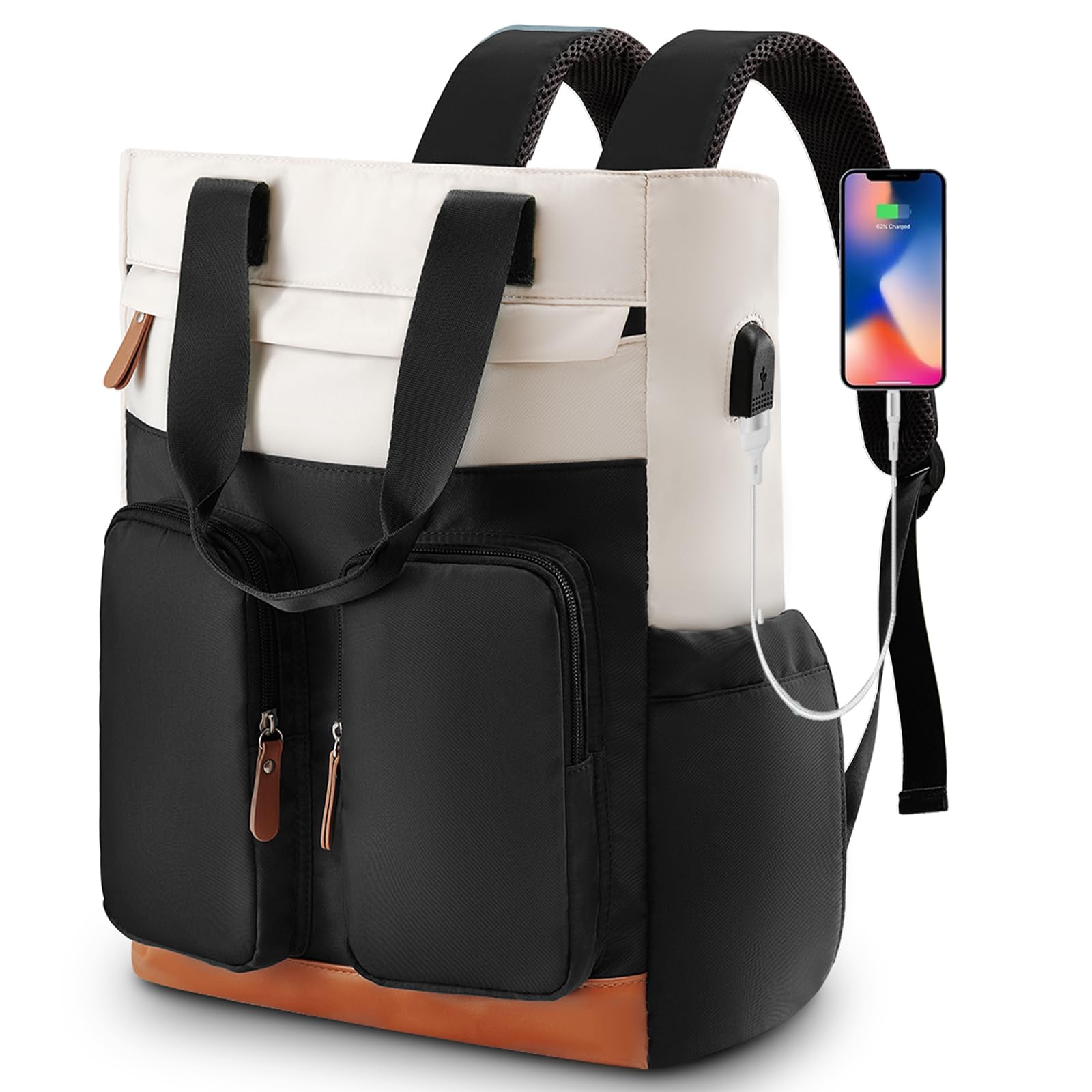 Hairao Women's 15.6 Inch Anti Theft Laptop Backpack with USB Charging Port - Stylish Business Computer Bag for Travel, Work & College - Perfect for Commuting, Office & Daily Use