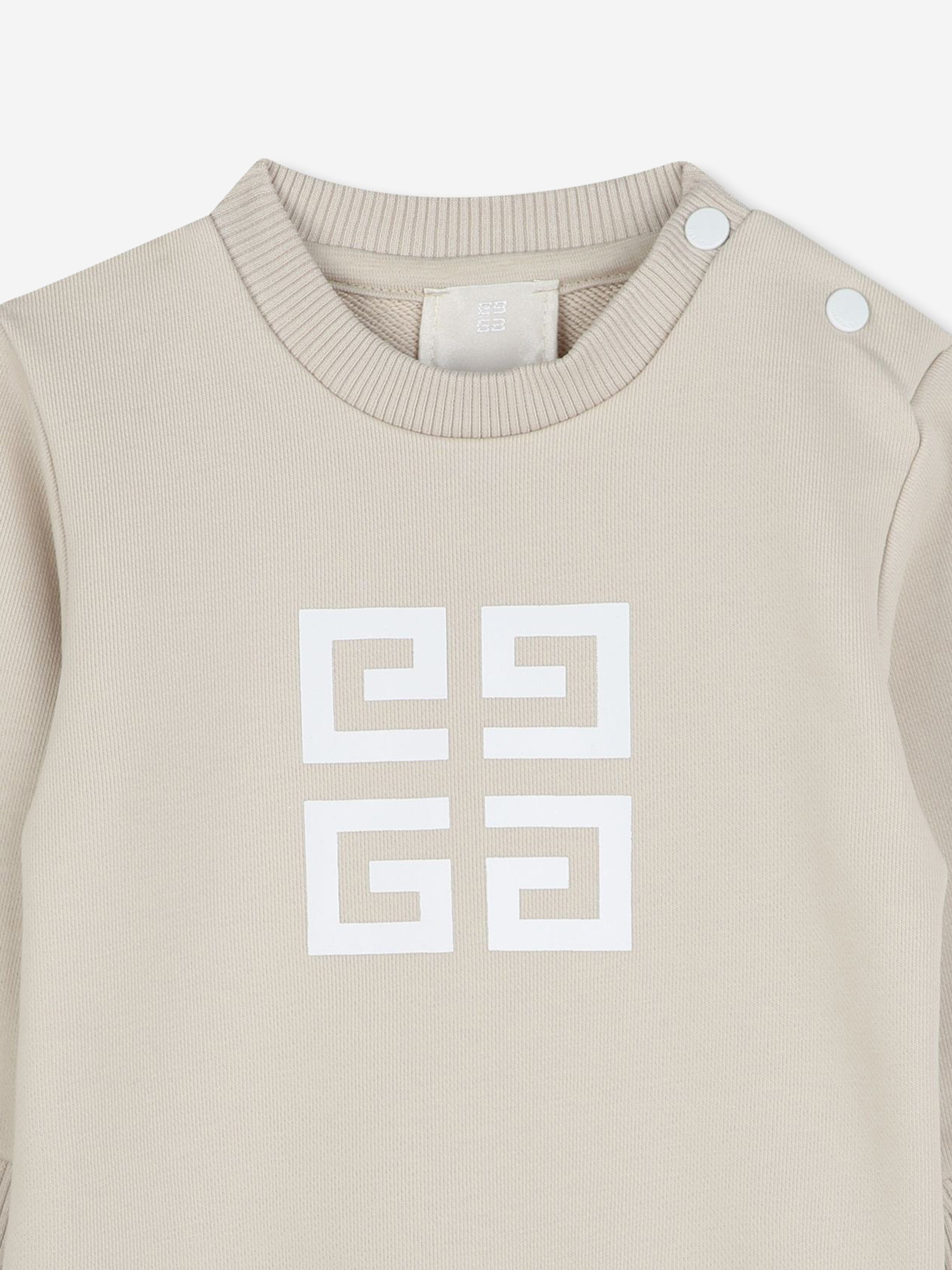 4G Logo Baby Boys Beige Sweatshirt - Soft & Comfortable Pullover for Toddlers - Perfect for Playdates, School & Outdoor Activities