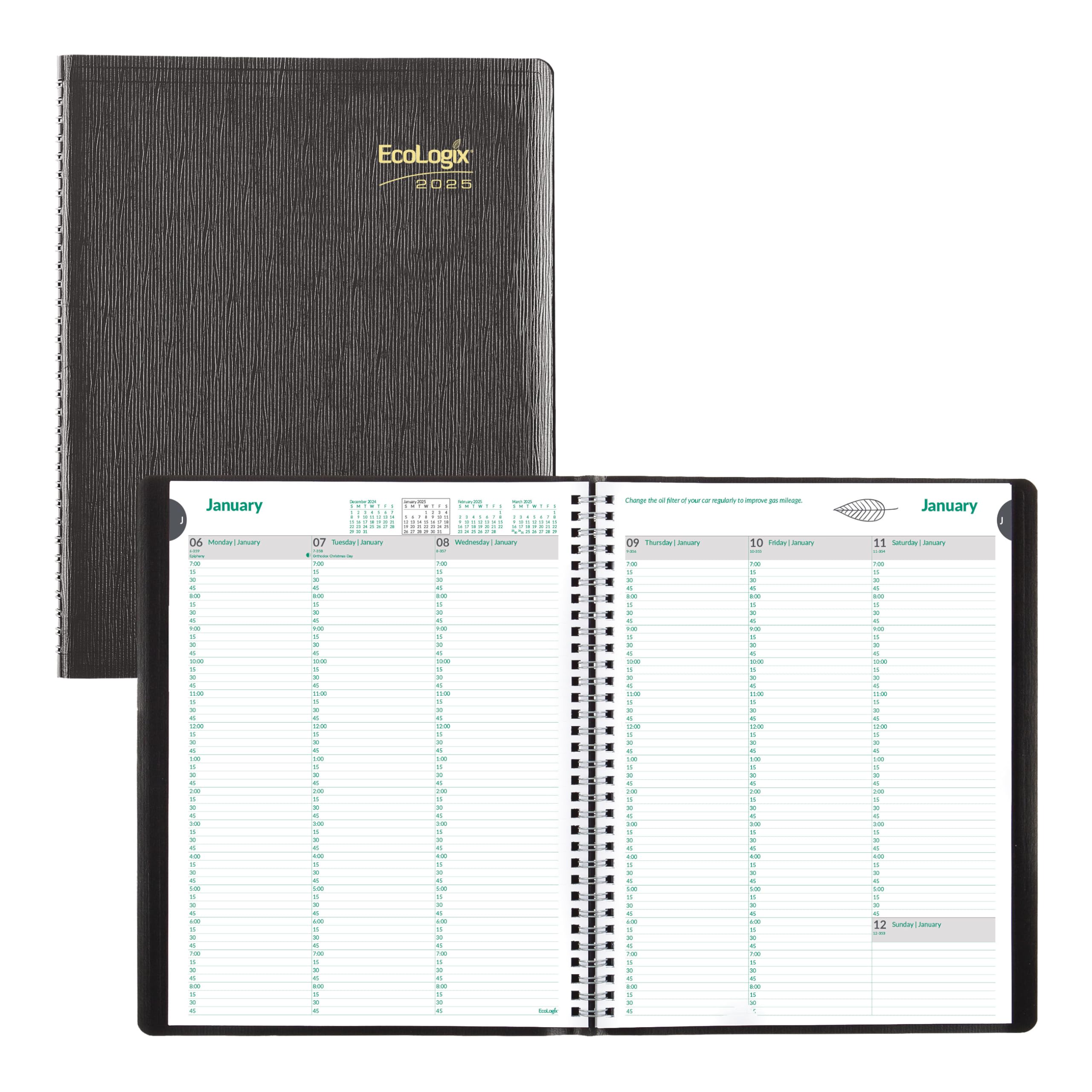 Brownline® 2025 EcoLogix® Weekly Planner - 12 Month Appointment Book (January-December) with Twin-Wire Binding, 11