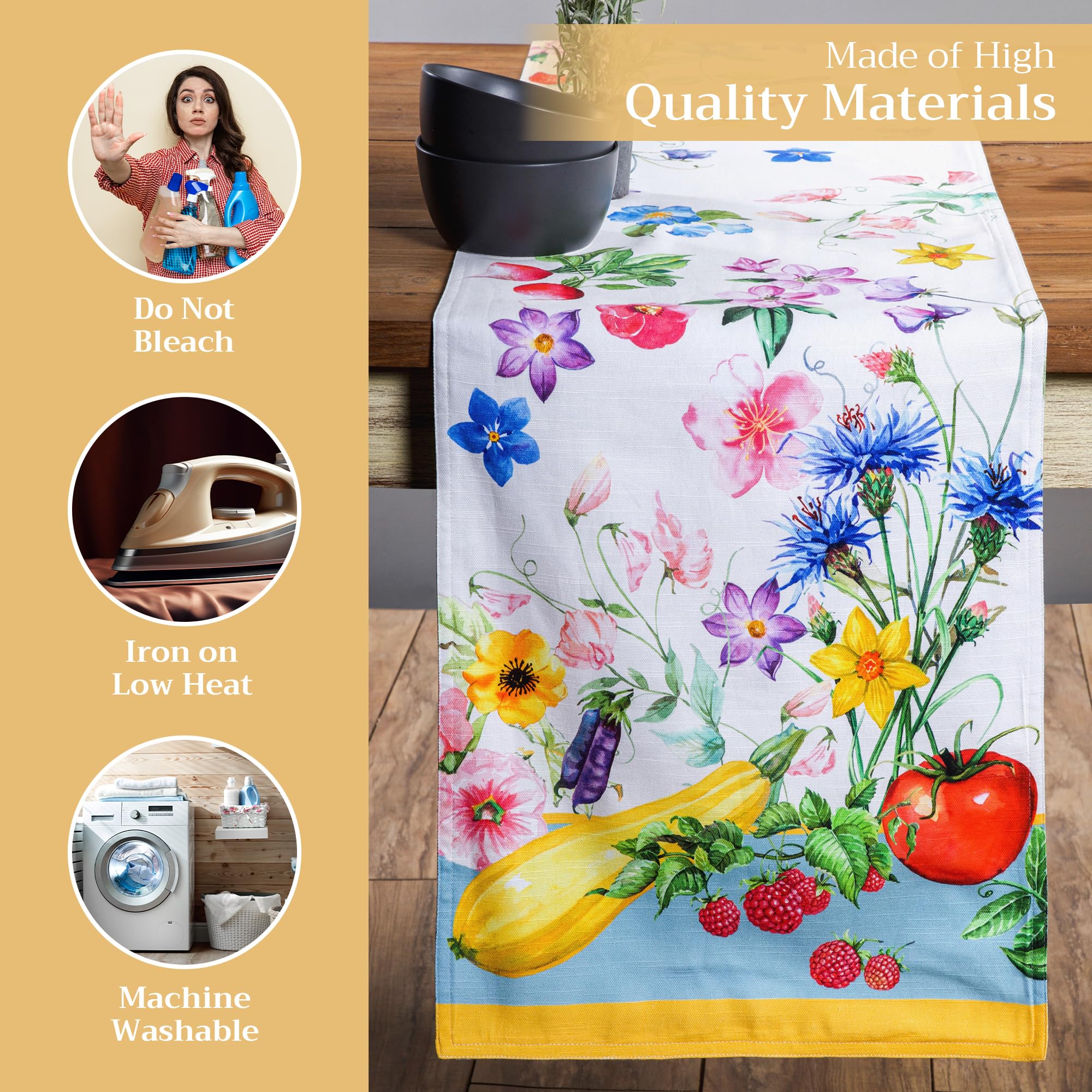 Maison d'Hermine 100% Cotton Double Layer Easter Table Runner - 108 Inch Long Giverny Floral Design (14.5