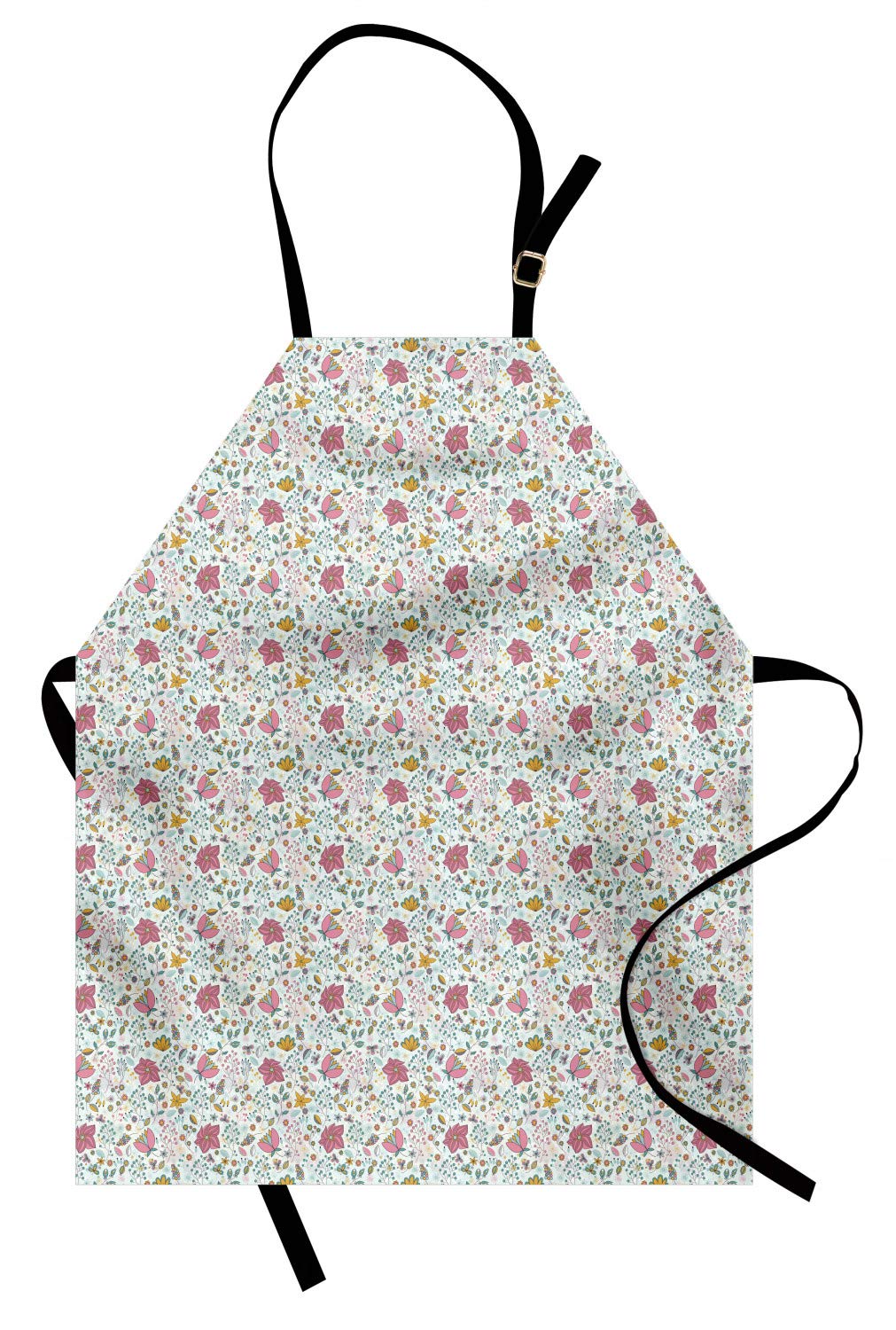 Ambesonne Floral Apron - Adjustable Unisex Kitchen Bib for Cooking & Gardening