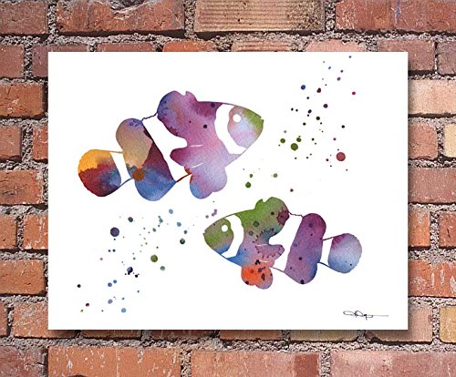 Clown Fish Abstract Tropical Fish Watercolor Art Print - Ocean Themed Wall Decor for Living Room, Bedroom & Office | By Artist DJ Rogers
