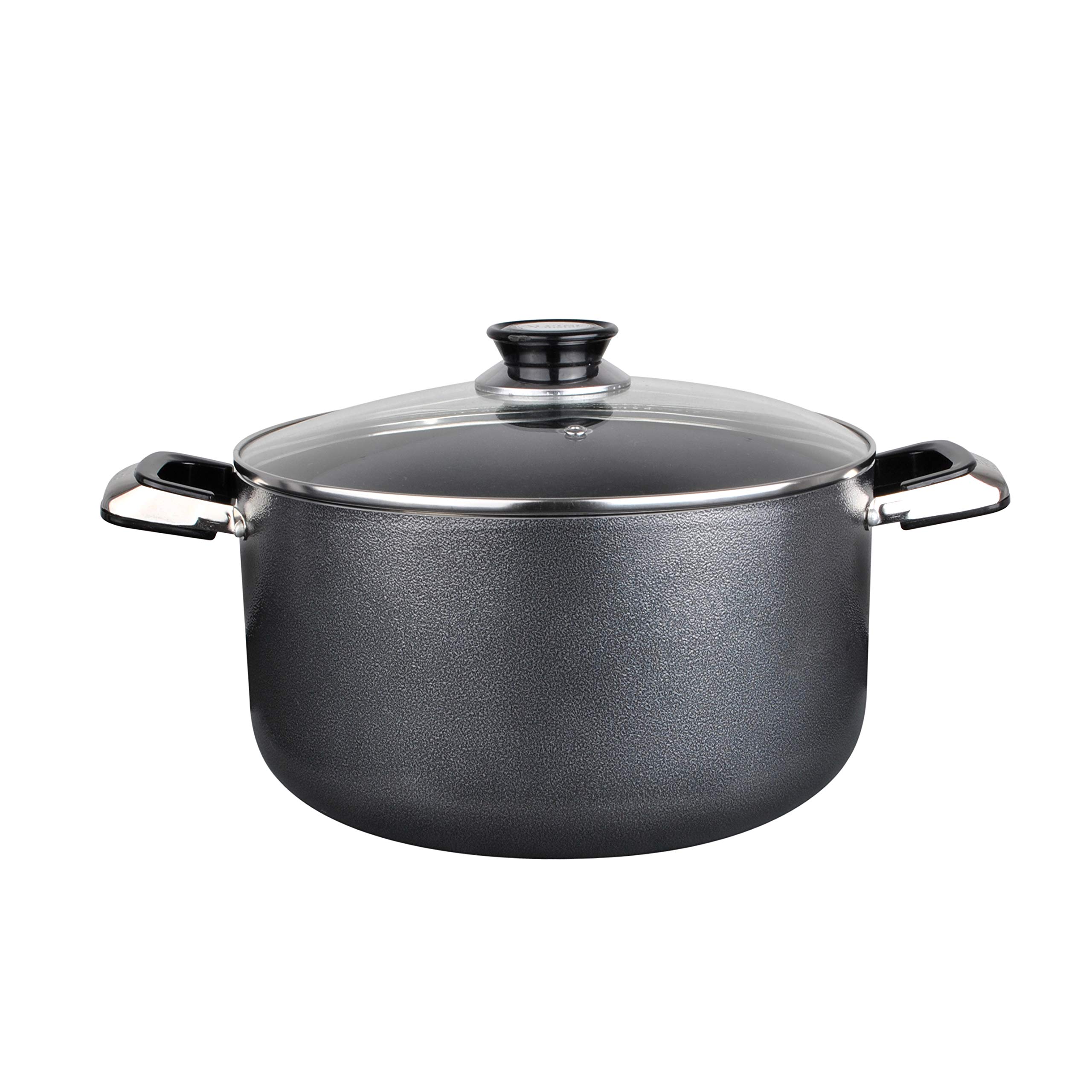 22 Quart Non-Stick Aluminum Stock Pot with Tempered Glass Lid - Multi-Purpose Dutch Oven for Braising, Boiling, Stewing & Soup Making - Perfect for Large Family Dinners, Camping Trips & Commercial Kitchens