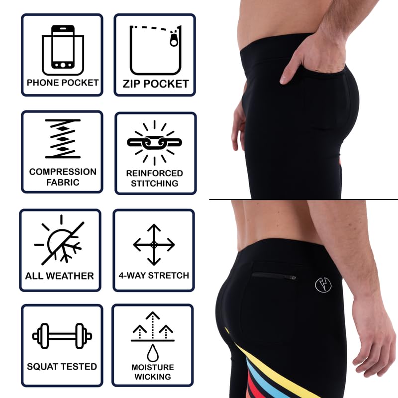 Kapow Meggings Performance Pro - Men's Compression Leggings with Pockets for Running, Gym & Training | Moisture-Wicking Athletic Wear for Workouts & Active Lifestyle