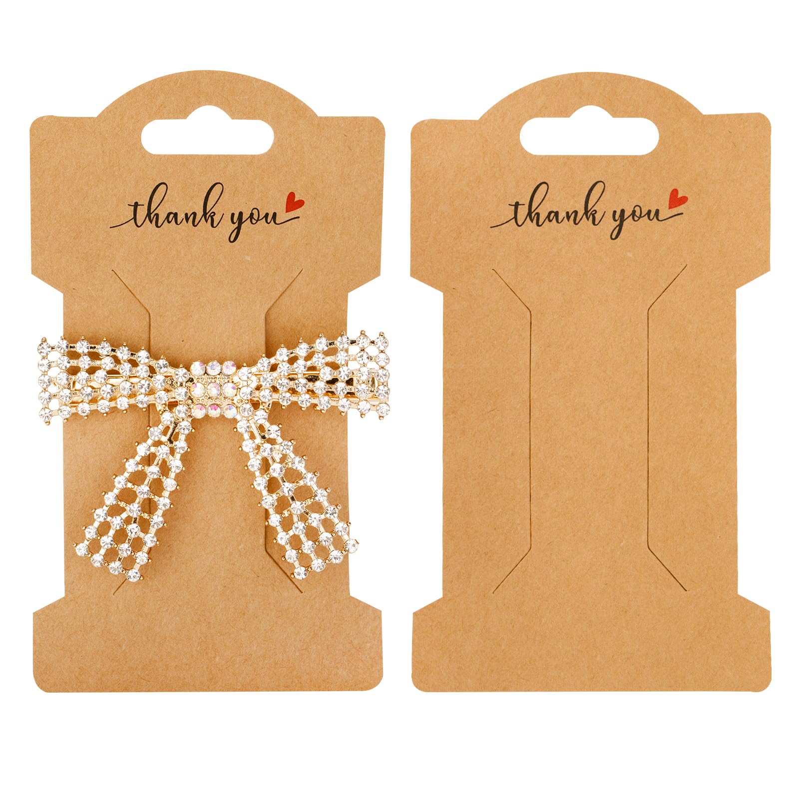 Anwyll 100-Piece Kraft Hair Clip Display Cards | 4.5x2.6 Inch Headband Holder Organizer for Hair Accessories | Perfect for Salon, Retail Store & Boutique Display Organization