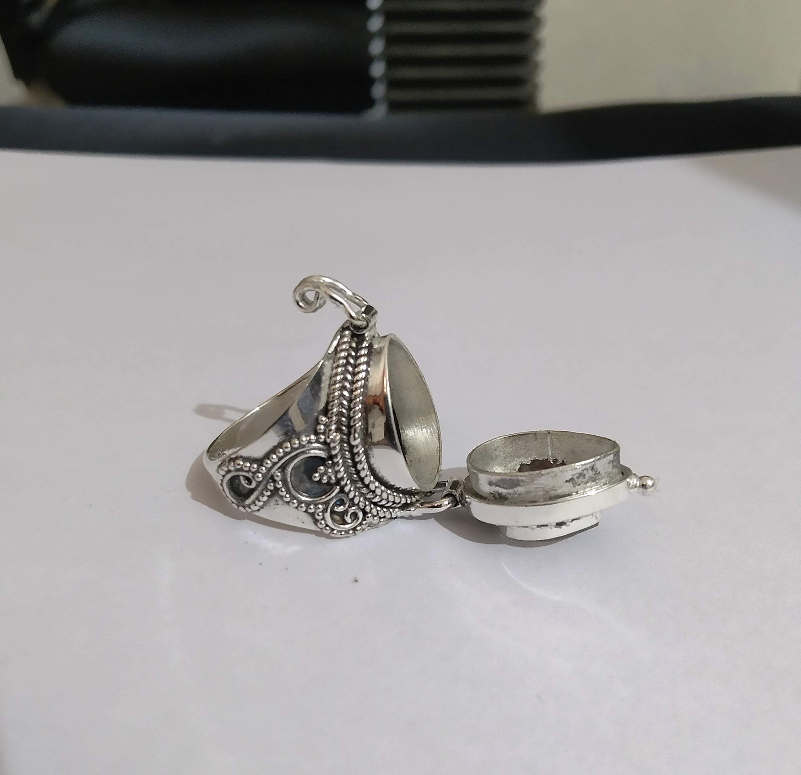 Rainbow Moonstone Poison Ring - 925 Sterling Silver Handmade Secret Box Ring with Labradorite | Adjustable Size 7.5 | Unique Mother's Day Gift, Witchy Jewelry & Gothic Fashion Accessory | Perfect for Cosplay, LARP, and Alternative Style Outfits