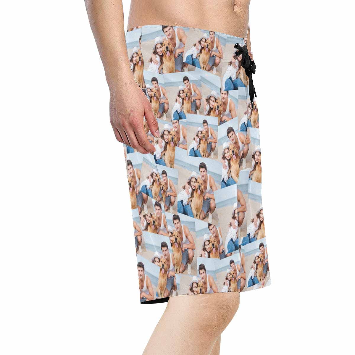 Custom Face Board Shorts for Men - Personalized Swim Trunks with Wife's Photo - Quick Dry Beach Swimwear for Couples | Perfect for Beach Vacations, Pool Parties & Romantic Getaways