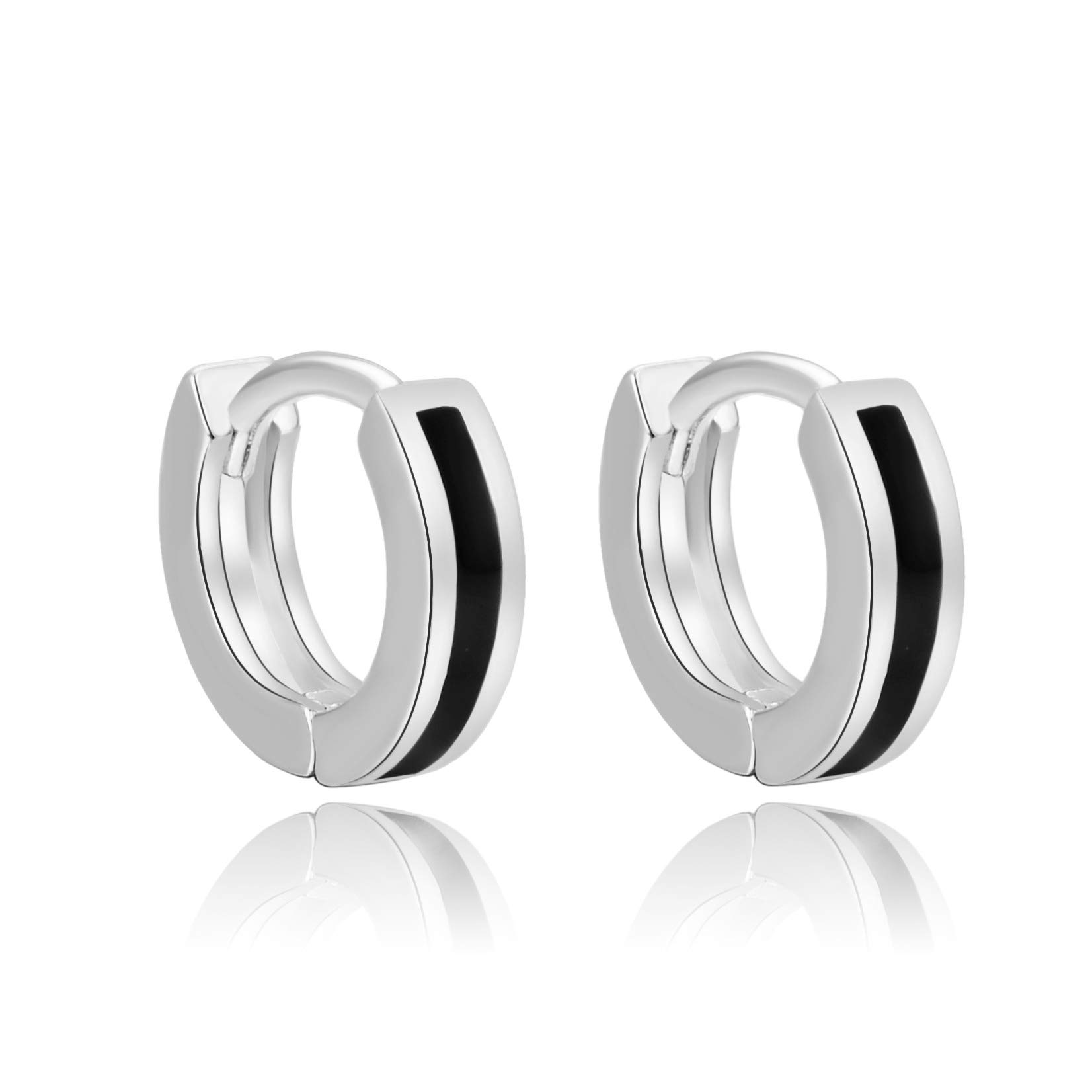 Lavenda W.J Sterling Silver Hoop Earrings for Women - Lightweight Stud Hoops with Diamond Accents, Hypoallergenic & Sensitive Ears Friendly | Perfect for Everyday Wear, Parties & Special Occasions