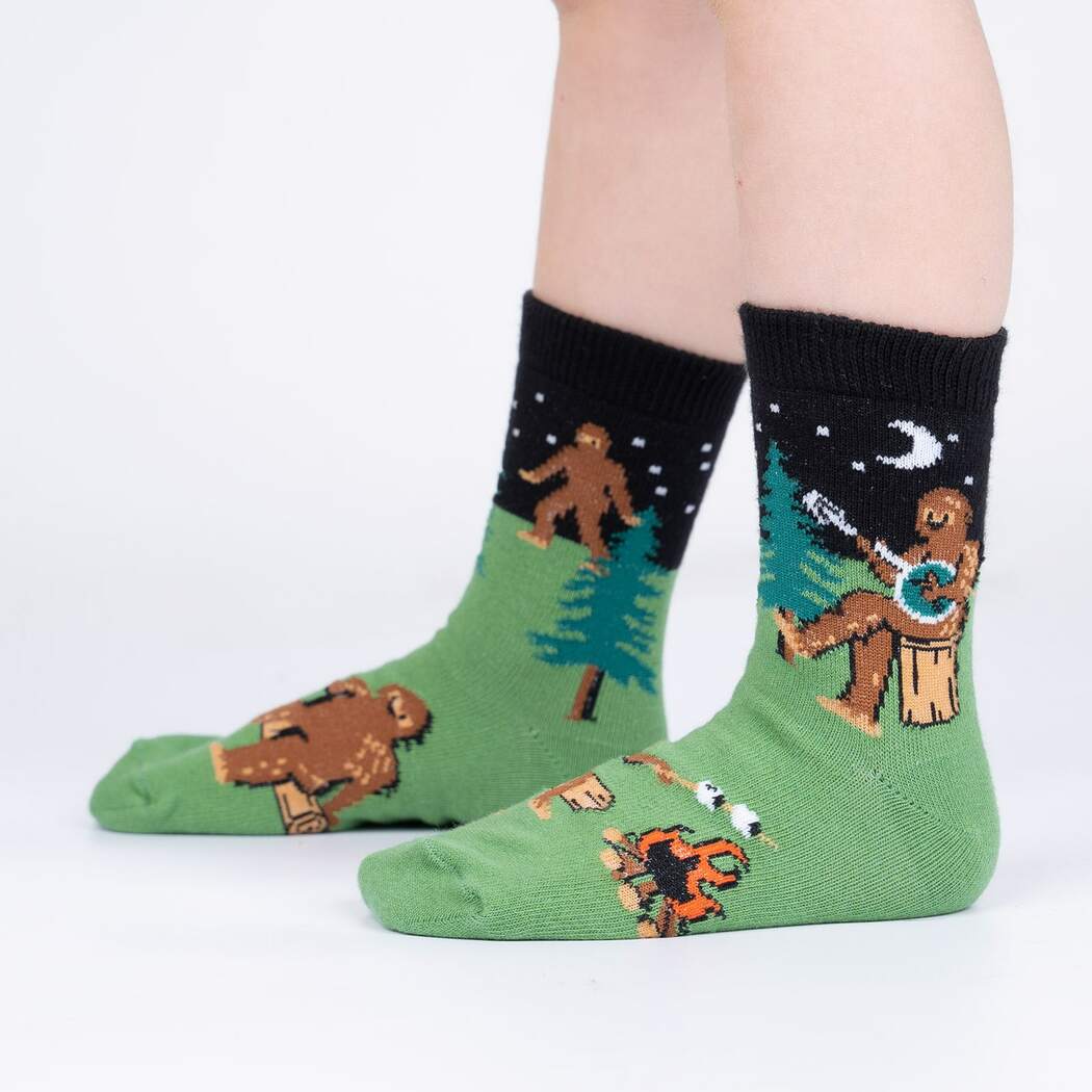Fun Sasquatch Campout Crew Socks 3-Pack for Kids - Cozy & Durable Hiking Socks for Outdoor Adventures & Camping Trips