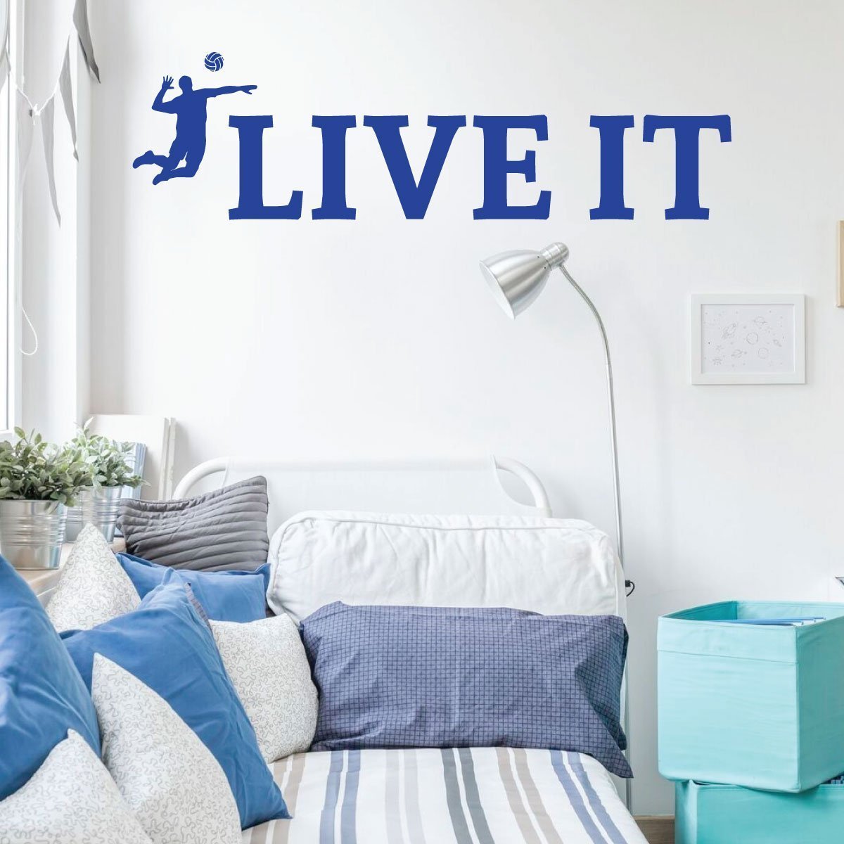Volleyball Wall Decal - Motivational 'Live It' Vinyl Sticker for Boys Room - Sports Themed Bedroom & Playroom Decor - Perfect for Kids, Teens & Sports Fans