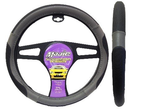 Universal Golf Grip Steering Wheel Cover - All-Weather Comfort for Driving & Golf Practice (Black/Gray)