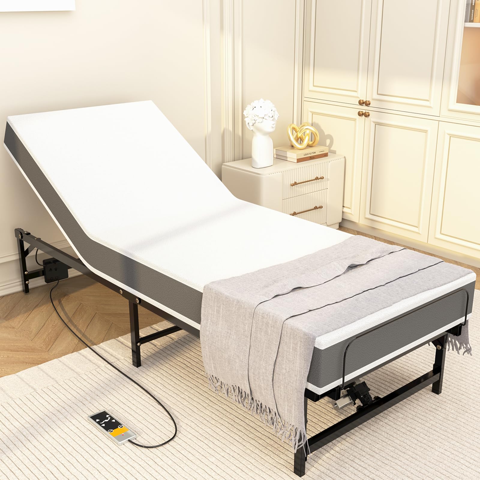 Adjustable Twin XL Bed Frame with Remote - Home & Office Use
