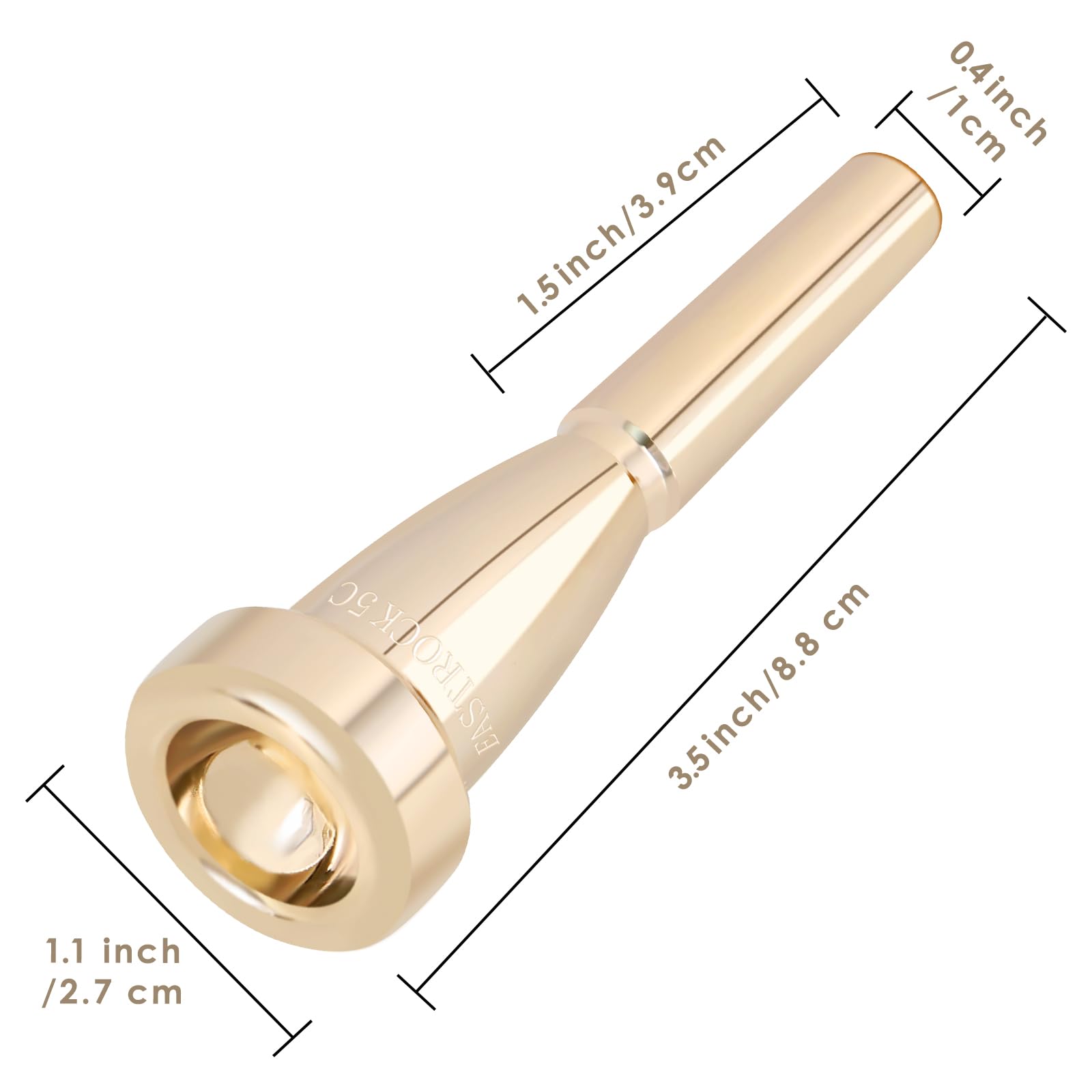 EASTROCK 5C Gold Trumpet Mouthpiece - Heavy Bullet for Professional Brass Players
