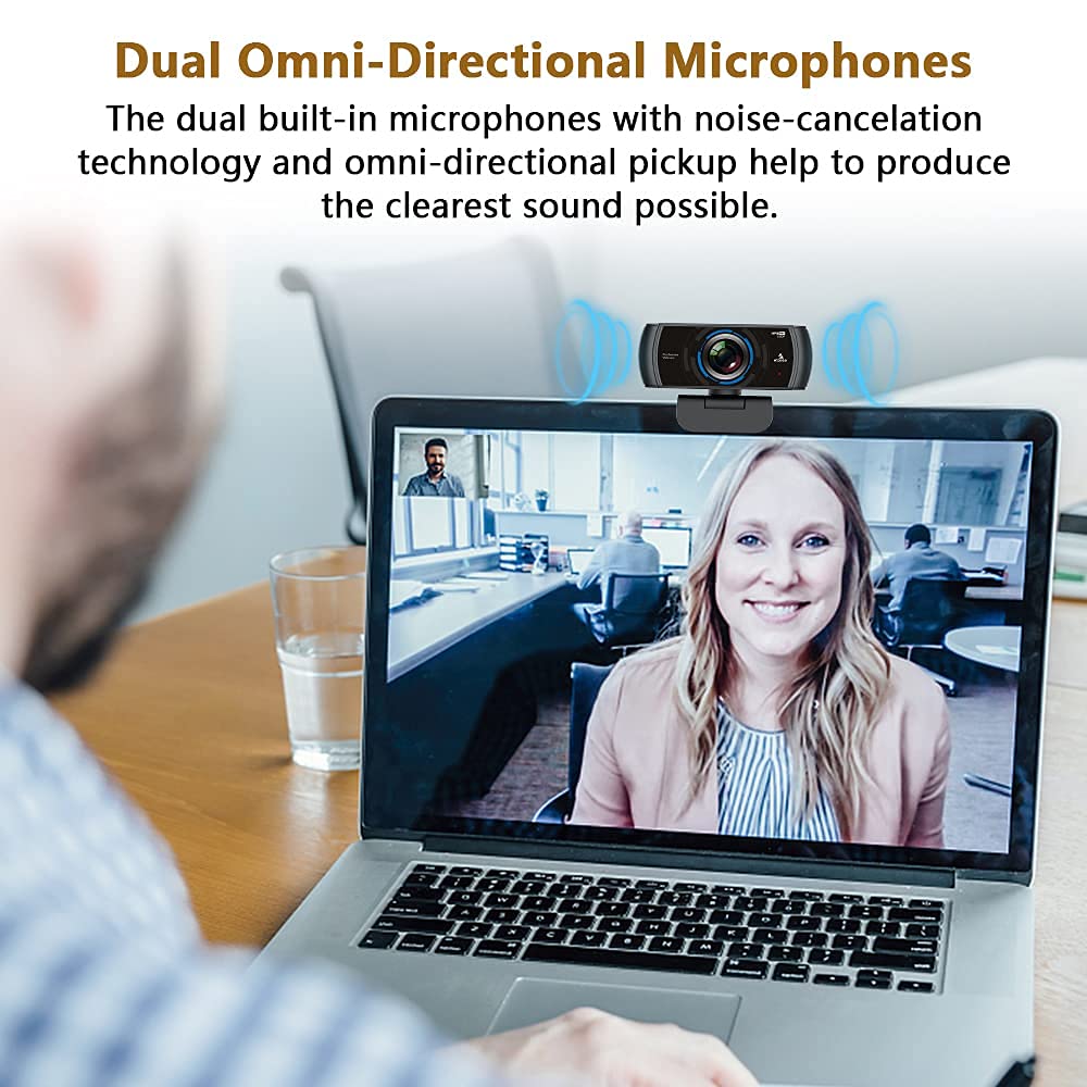 NexiGo N980P 1080P 60FPS HD Webcam with Built-in Microphone, 120° Wide Angle, Software Control & Mini Tripod - Perfect for Zoom, Skype, Teams Video Calls, Online Classes, Live Streaming & Home Office Setup