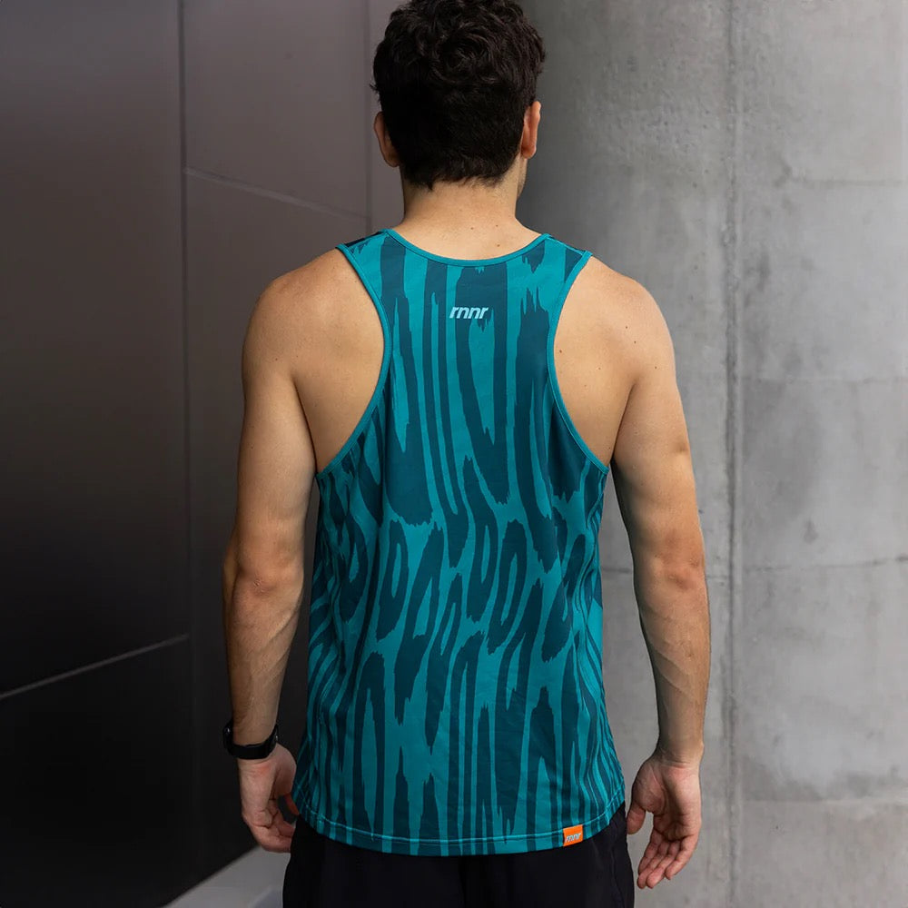 Men's All Out Singlet - Dri-FIT Moisture Wicking Workout Shirt (Cheetah Print Teal) for Gym, Running & Cross Training