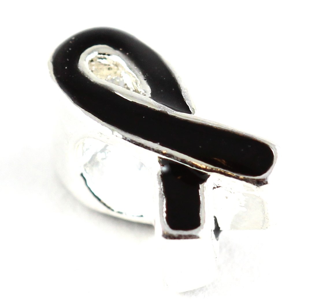 Black Ribbon Awareness Charm for Pandora Style Bracelets - Support Cancer Awareness & Show Solidarity - Perfect for Gifts, Fundraisers, and Everyday Wear