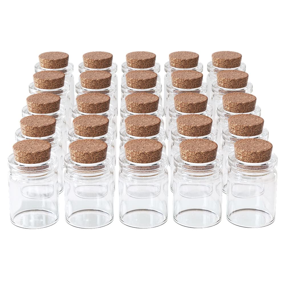 5ml Mini Glass Bottles with Wood Cork Stoppers - 50 Pack Small Jars for Wedding Favors, Baby Shower Gifts, DIY Crafts & Message Bottles - Perfect for Party Decorations, Essential Oil Storage & Home Decoration