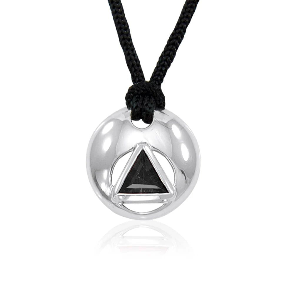 Circle of Recovery AA Symbol Silver Disk Pendant - Alcoholics Anonymous Jewelry for Men & Women - Perfect for 12-Step Meetings, Sobriety Gifts & Spiritual Support