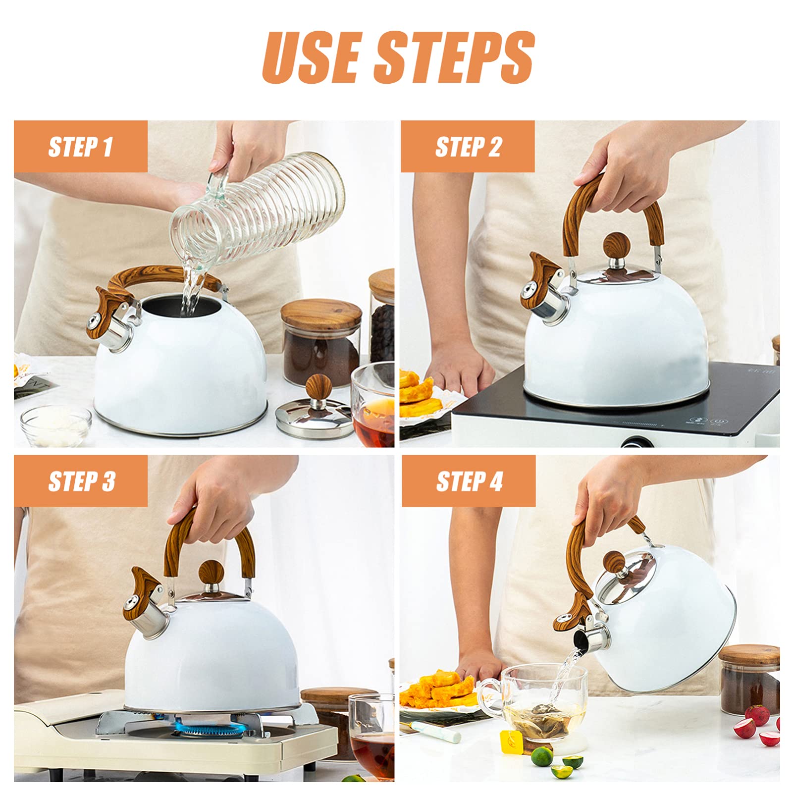 **Cabilock 1-Piece Stainless Steel Whistling Tea Kettle - Stovetop Water Boiler for Home & Kitchen - Perfect for Tea, Coffee & Cooking**