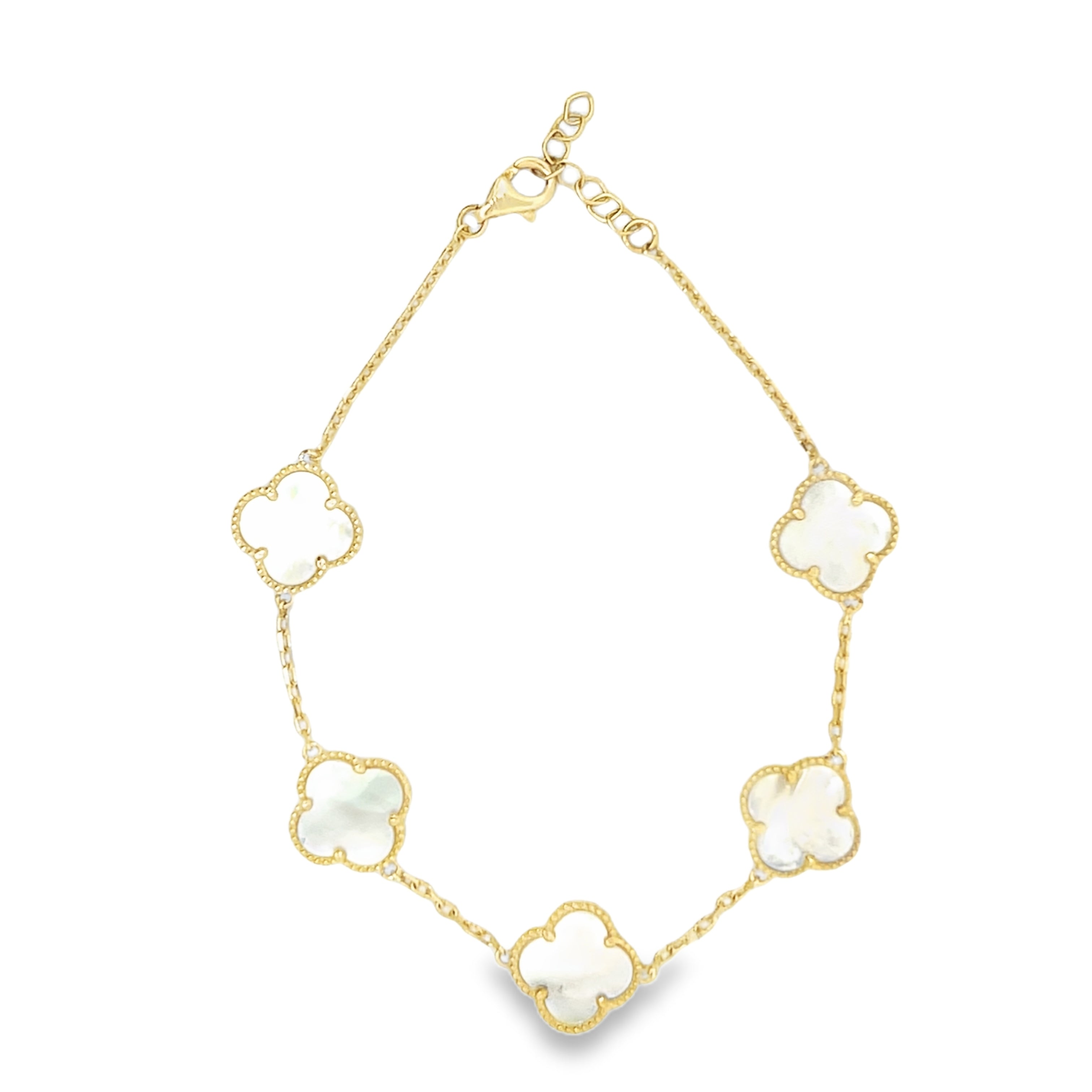 14K White Gold Clover Charm Bracelet for Women - Elegant & Dainty Jewelry Gift for Birthday, Anniversary, Valentine's Day | Perfect for Everyday Wear & Special Occasions