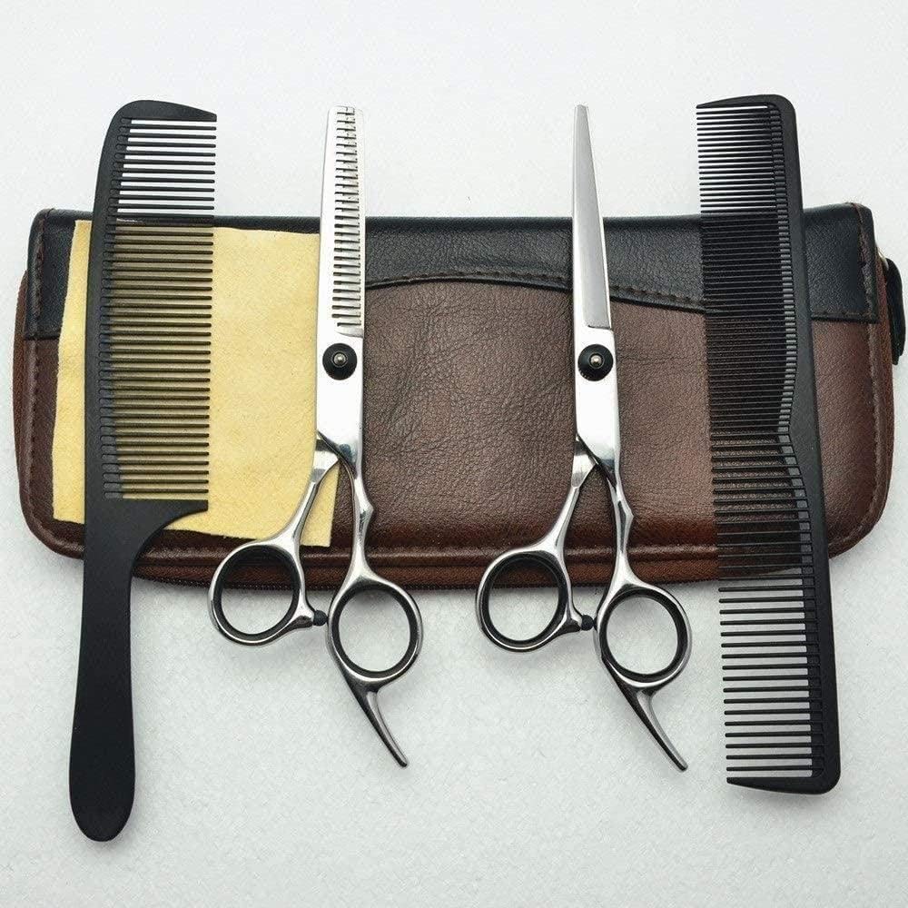 Professional 6.0 Inch Barber Scissors Set - Hair Cutting Shears, Thinning Scissors & Bang Trimming Shears (Black) for Salon & Home Hairdressing